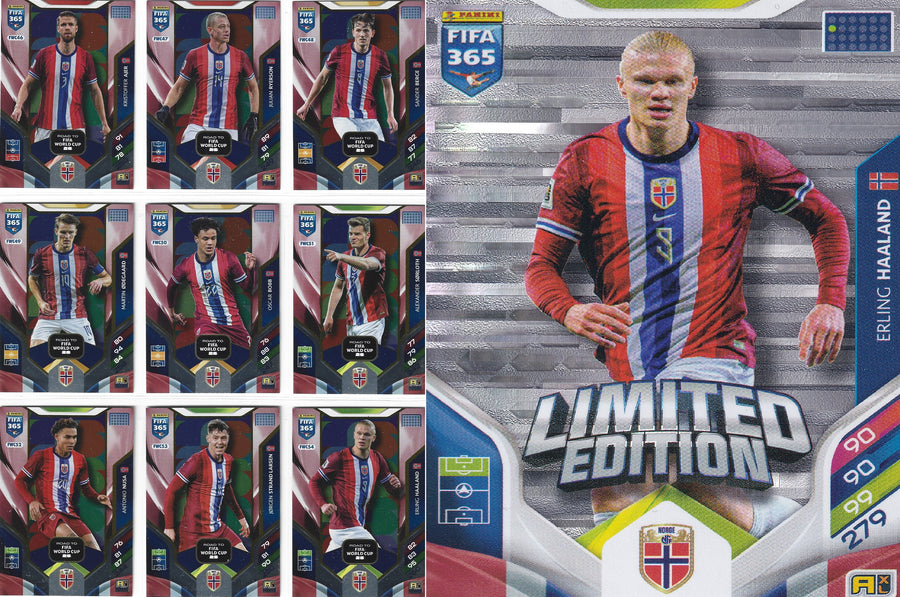 000. PANINI FIFA 365 NORDIC EDITION - KOMPLETT NORSK SAMLING INKL HAALAND LIMITED EDITION