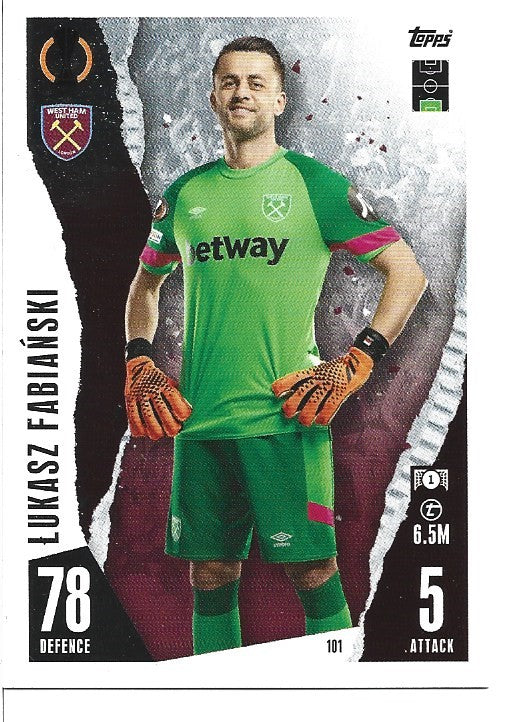 101.  Łukasz Fabiański  - West Ham United  -  Captain
