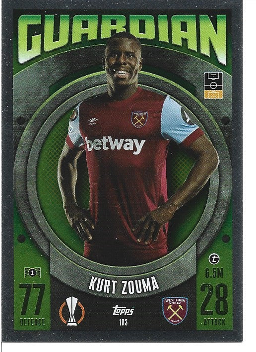 103.  Kurt Zouma  - West Ham United -  Guardian