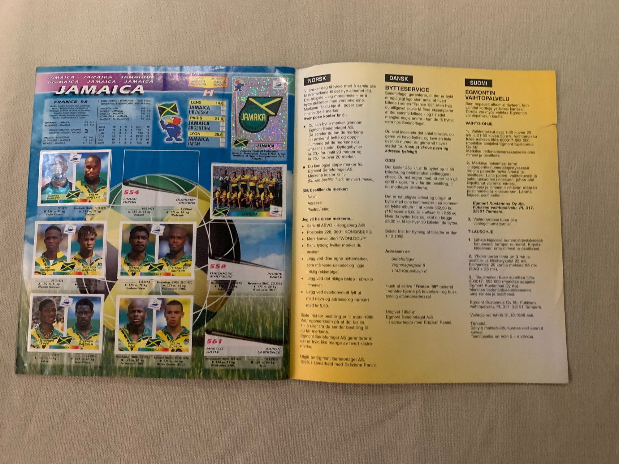 PANINI WORLD CUP FRANCE 1998 - STICKERS ALBUM