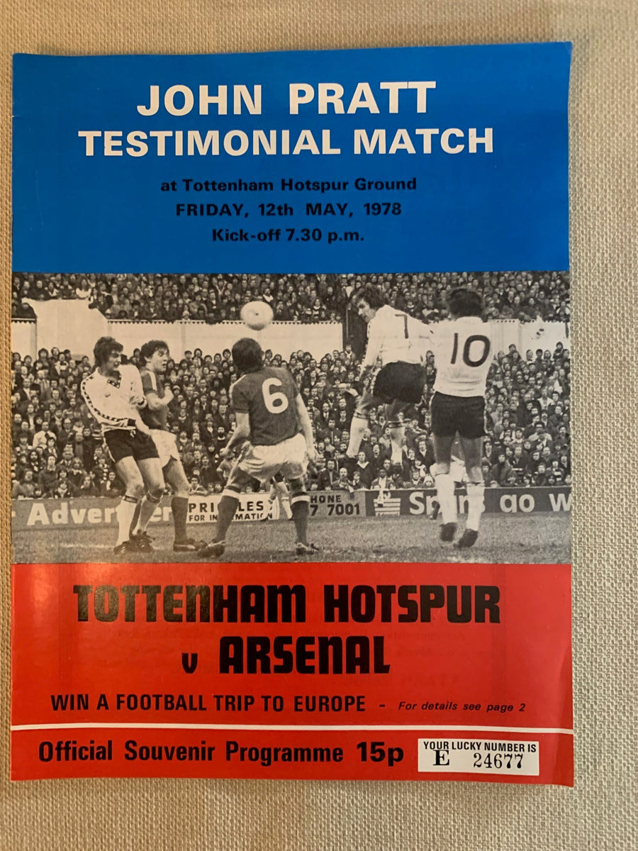 1978 - 12.05 - JOHN PRATT TESTEMONIAL MATCH VS ARSENAL