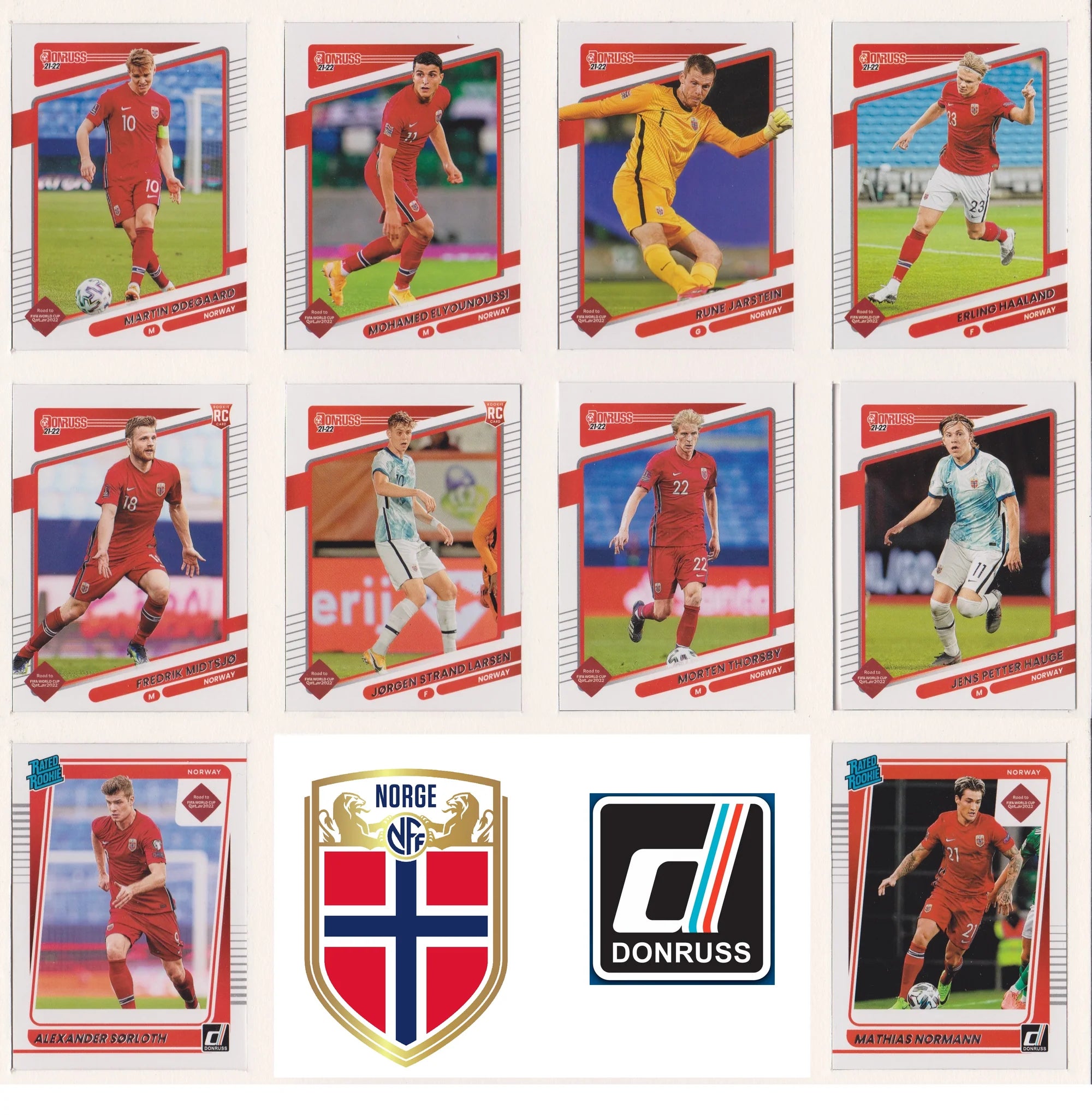 NORGE - "SUPER-LOT" - DONRUSS ROAD TO QATAR - LAGSETT, PARALLELLER, INSERTS & NUMMERERT