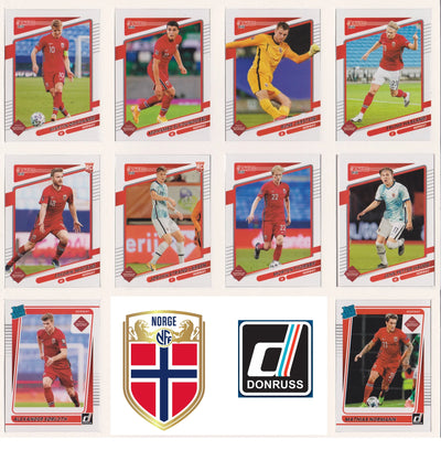 NORGE - "SUPER-LOT" - DONRUSS ROAD TO QATAR - LAGSETT, PARALLELLER, INSERTS & NUMMERERT