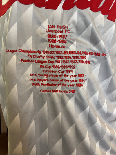 IAN RUSH - HONOURS SHIRT - SIGNERT DRAKT MED EKTEHETSBEVIS/COA