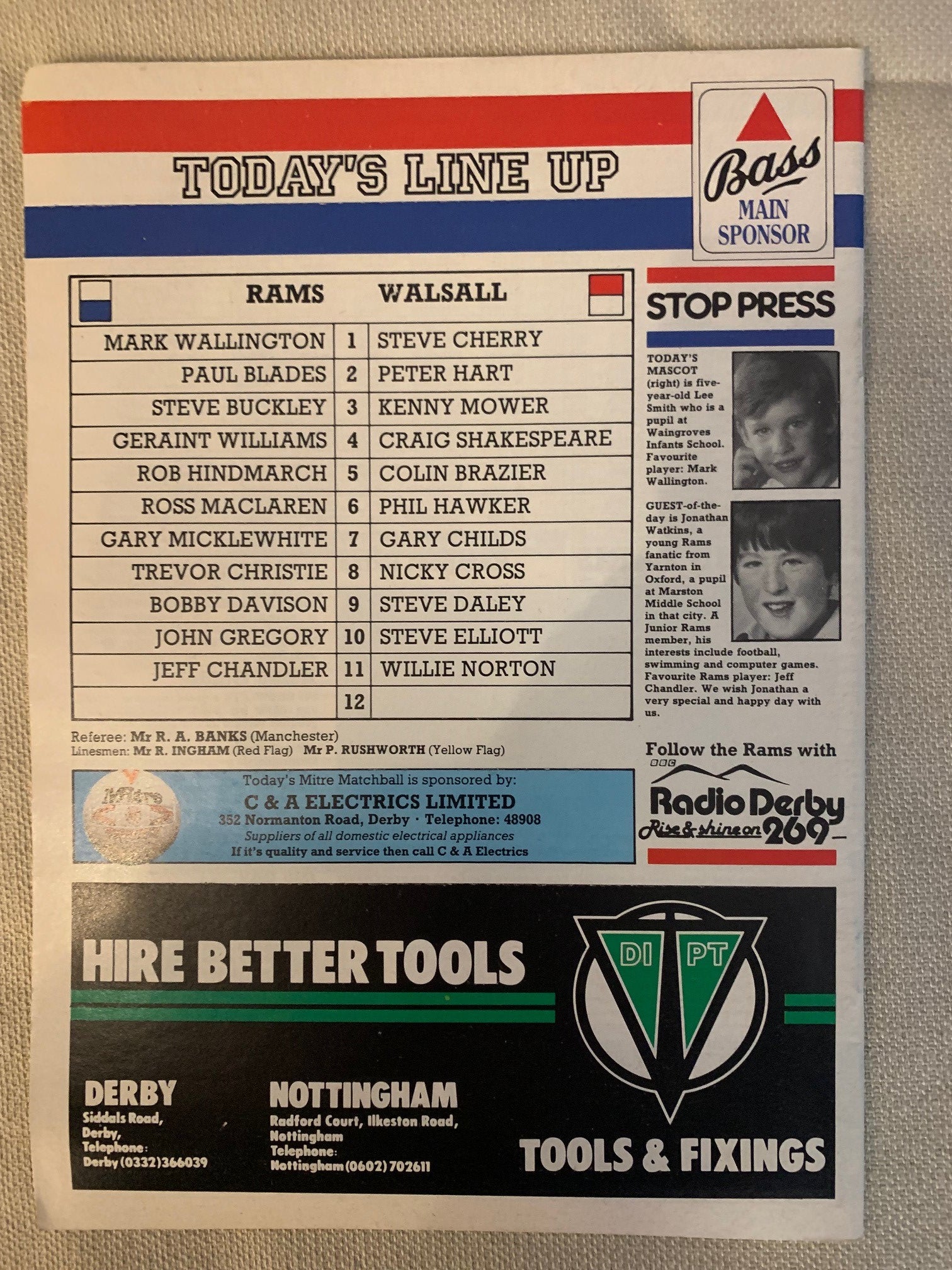 1985-26.12 - DERBY COUNTY VS WALSALL