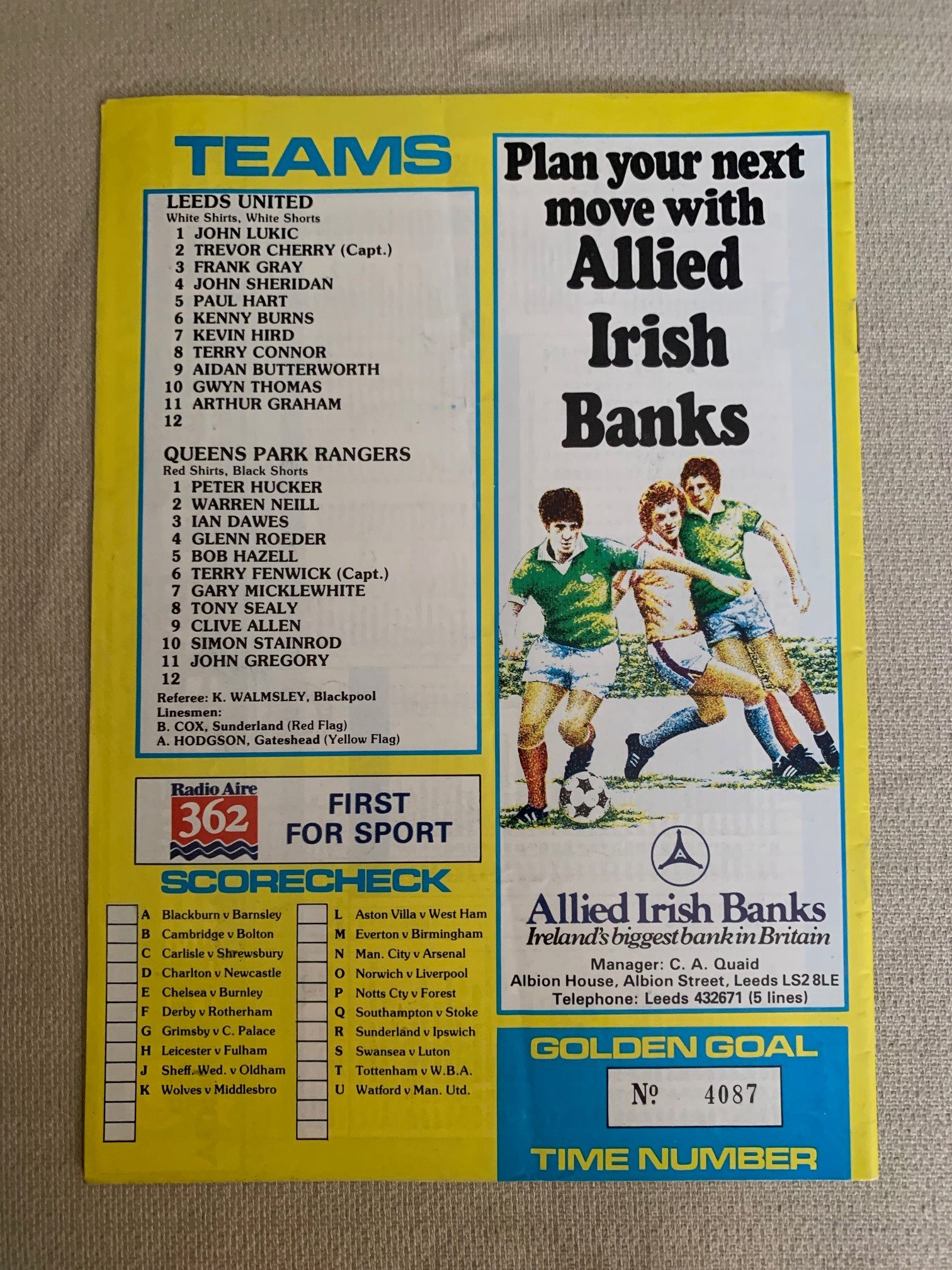 1982-04.12 -  LEEDS UNITED VS QUEENS PARK RANGERS