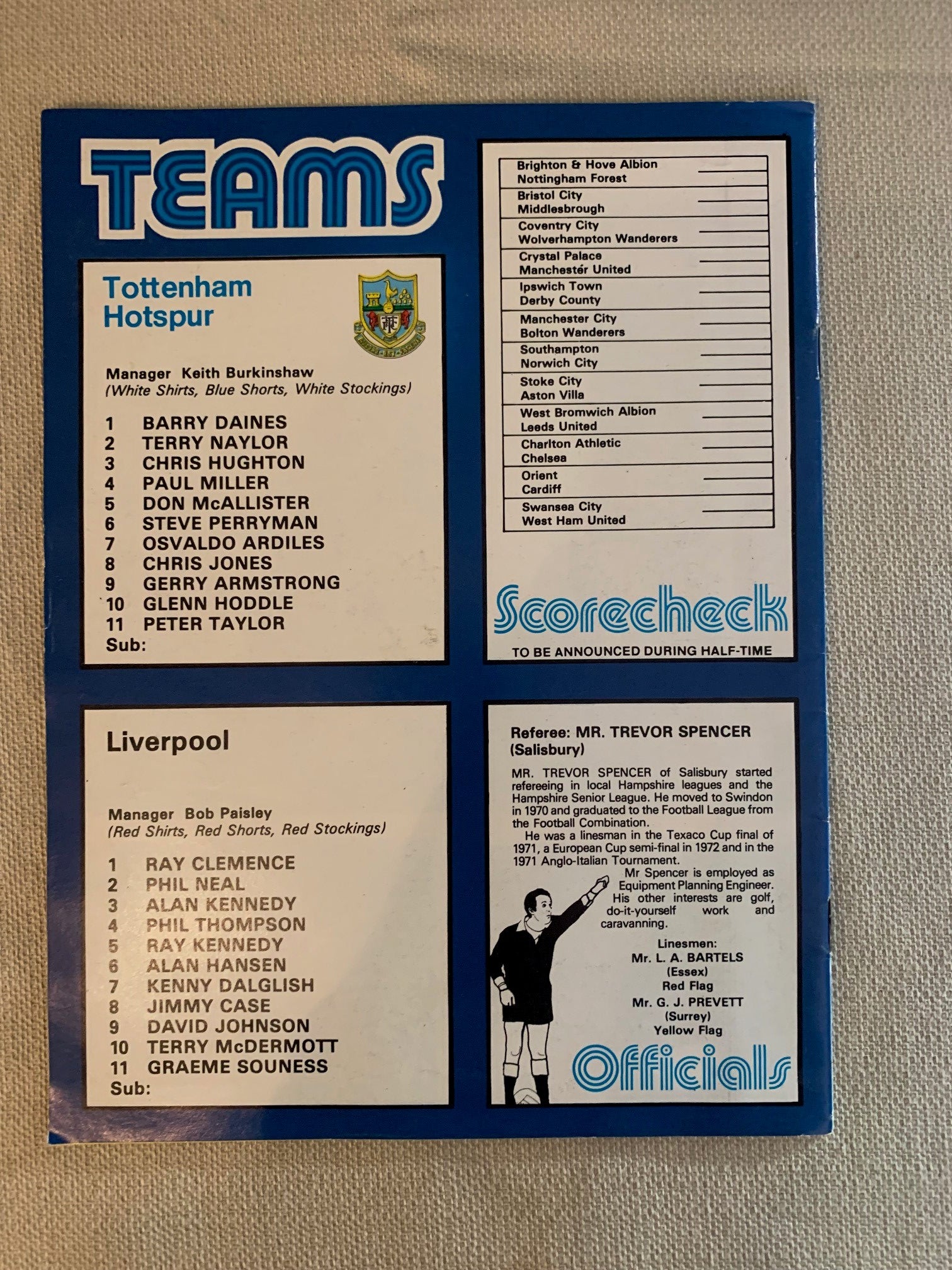1980 - 29.03 - TOTTENHAM HOTSPUR VS LIVERPOOL