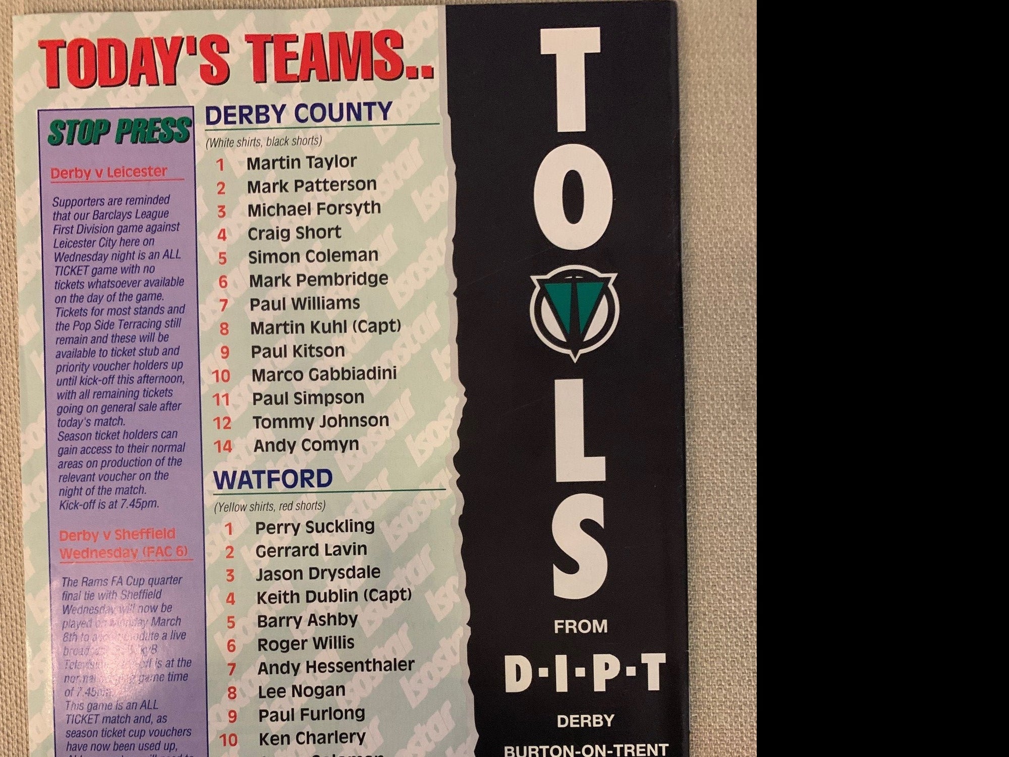 1993-20.02 - DERBY COUNTY VS WATFORD
