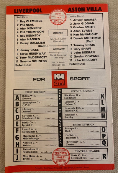 1979-01.01 - LIVERPOOL VS  ASTON VILLA