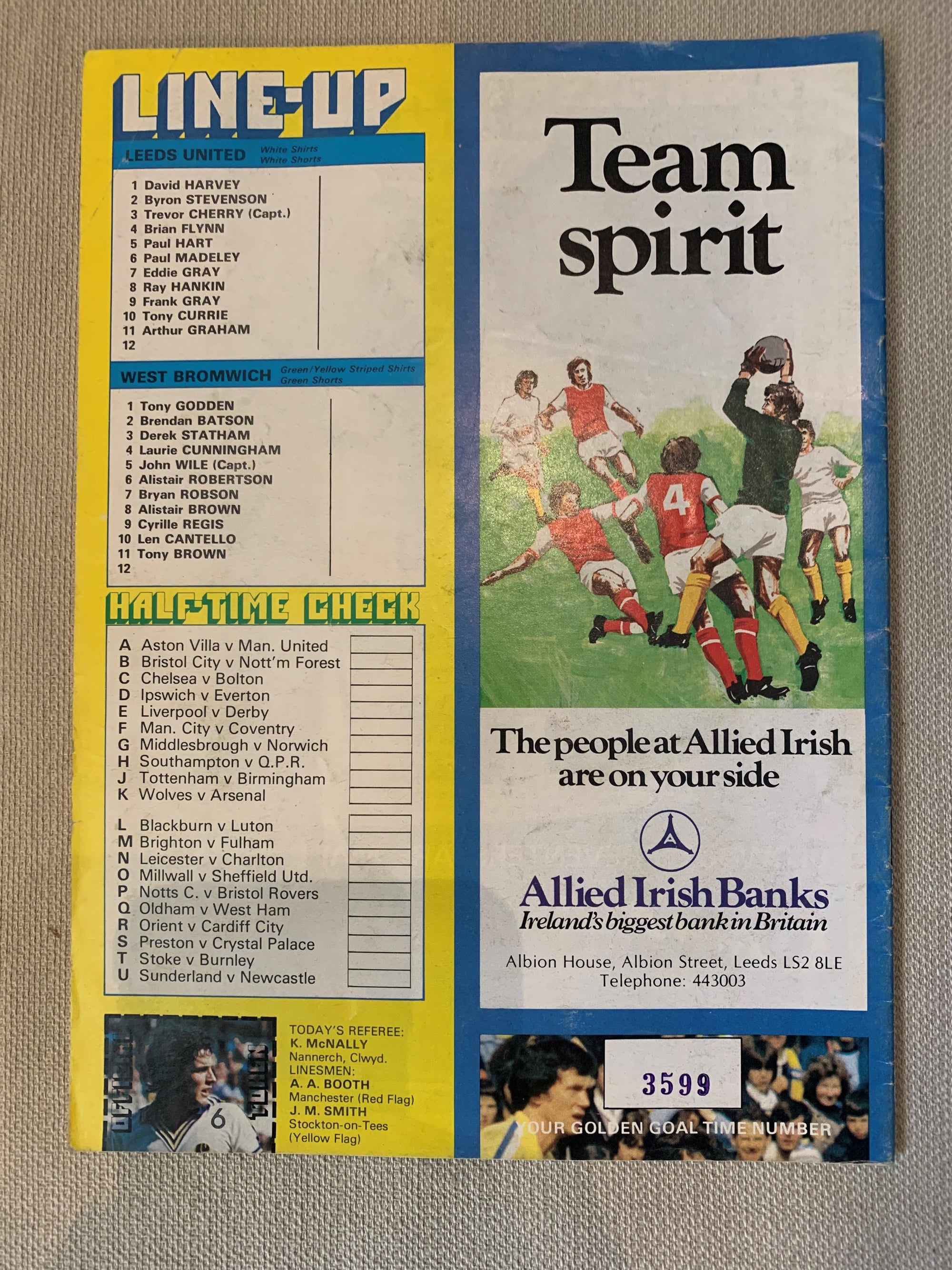 1978-14.10 - LEEDS UNITED VS WEST BROMWICH ALBION