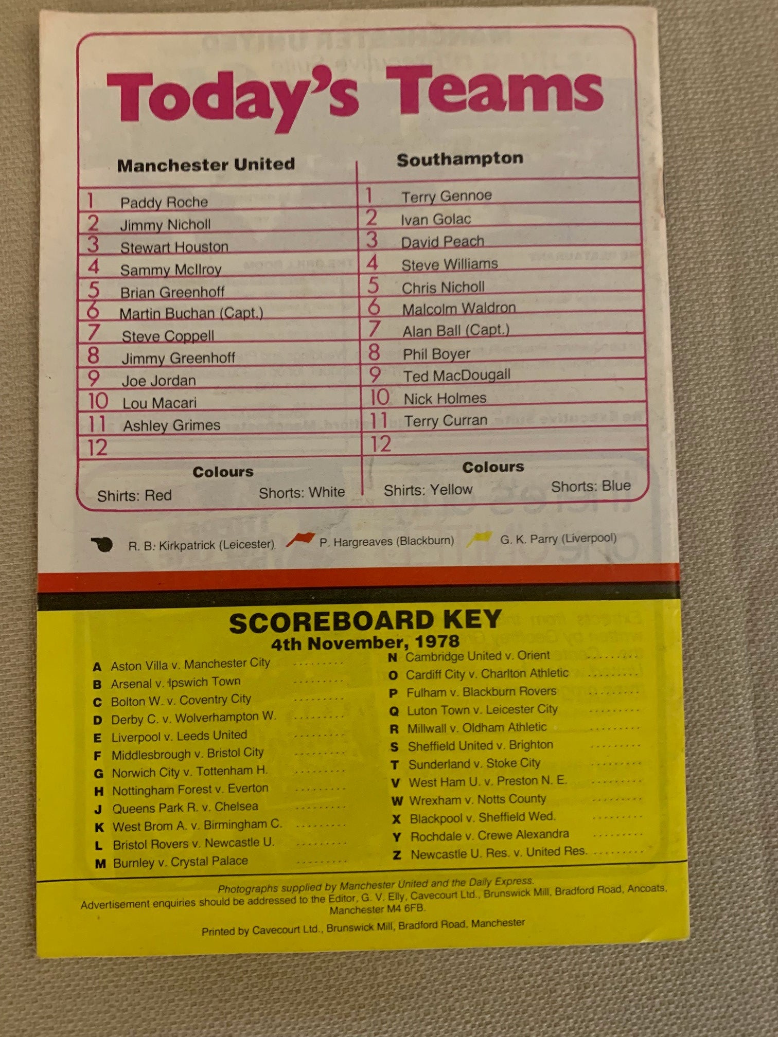 1978-04.11 - MANCHESTER UNITED VS SOUTHAMPTON
