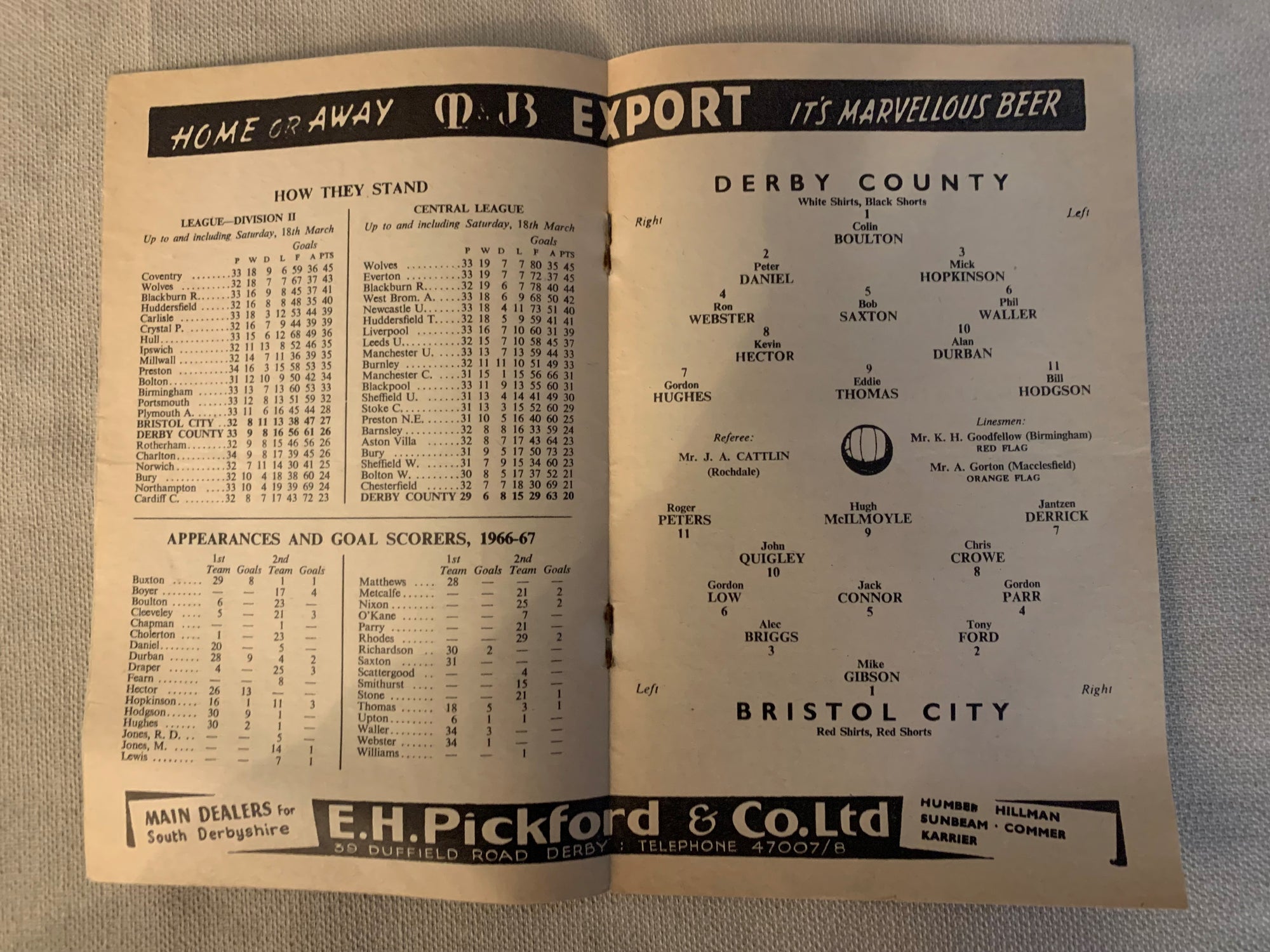 1967- 27.03 - DERBY COUNTY VS BRISTOL CITY
