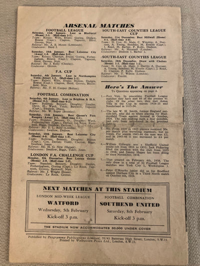 1957/58 - 01.02 - ARSENAL VS MANCHESTER UNITED