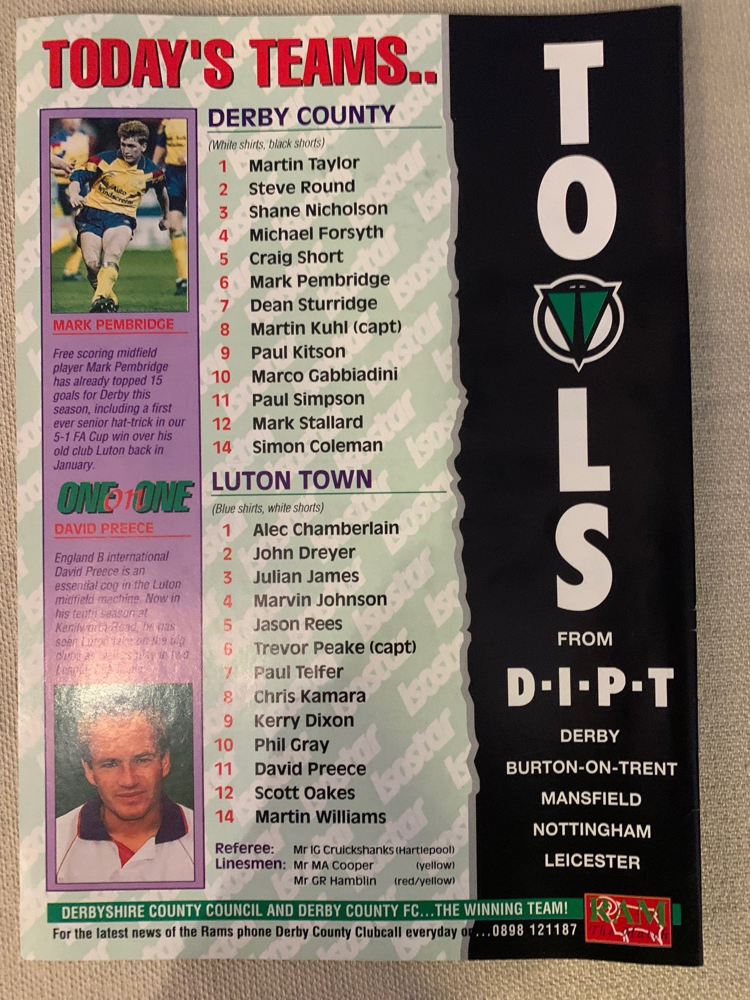 1993-24.04 - DERBY COUNTY VS LUTON TOWN