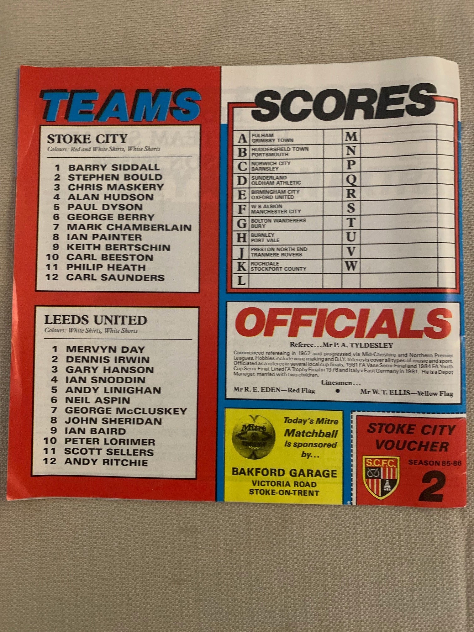 1985-07.12 - STOKE CITY VS LEEDS UNITED