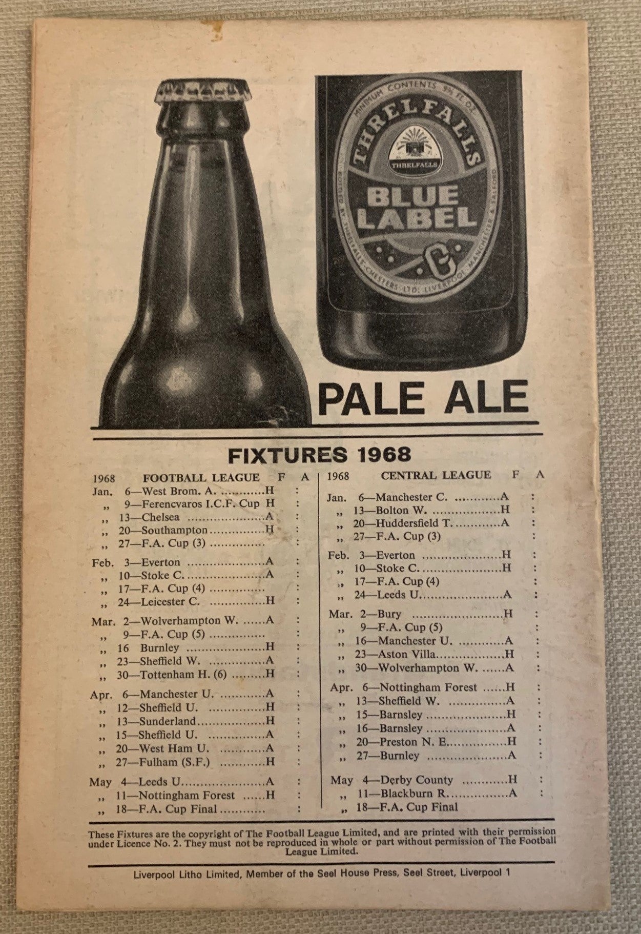 1968-06.01 - LIVERPOOL VS  WEST BROMWICH ALBION