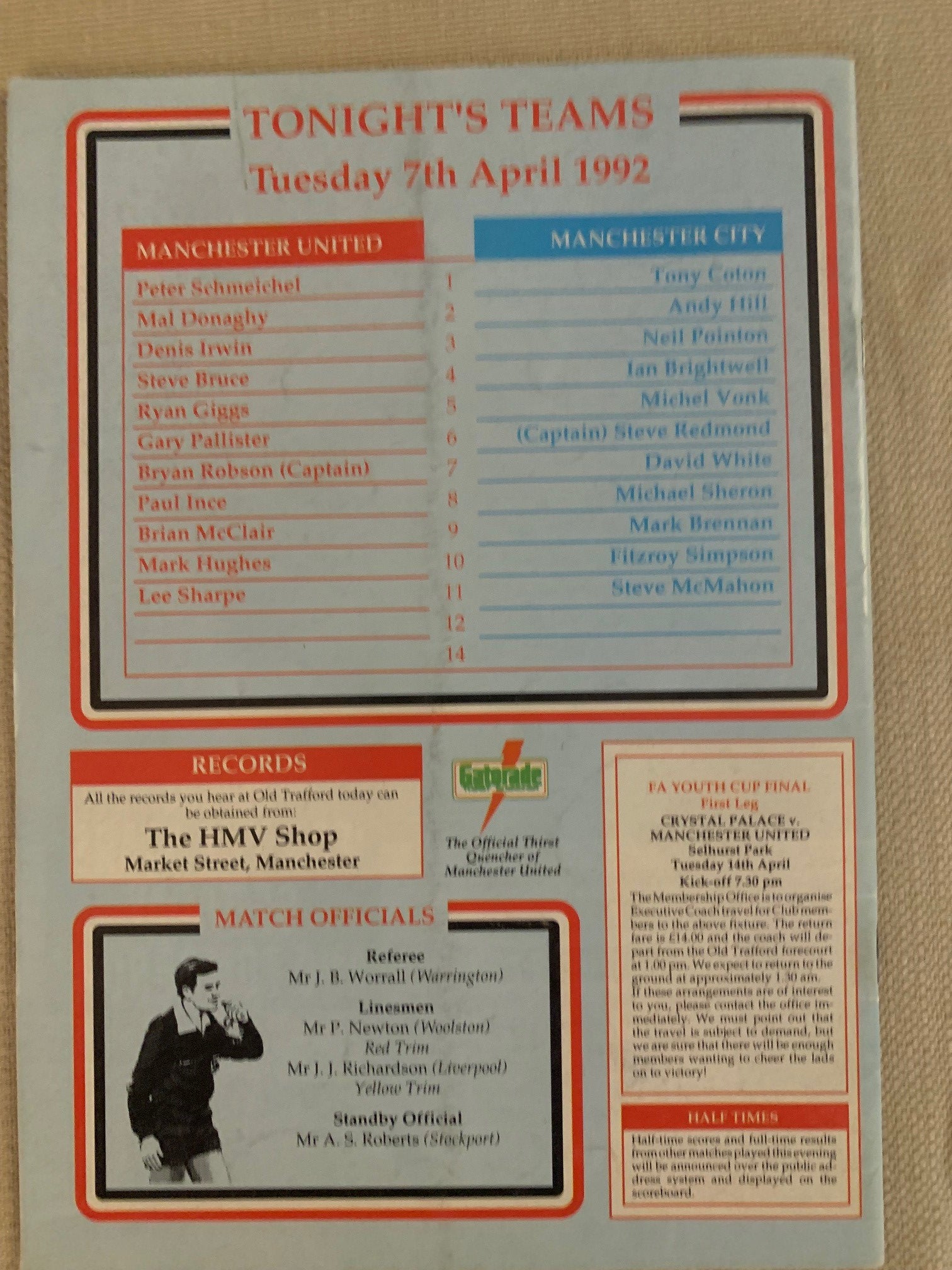 1992-07.04 - MANCHESTER UNITED VS MANCHESTER CITY