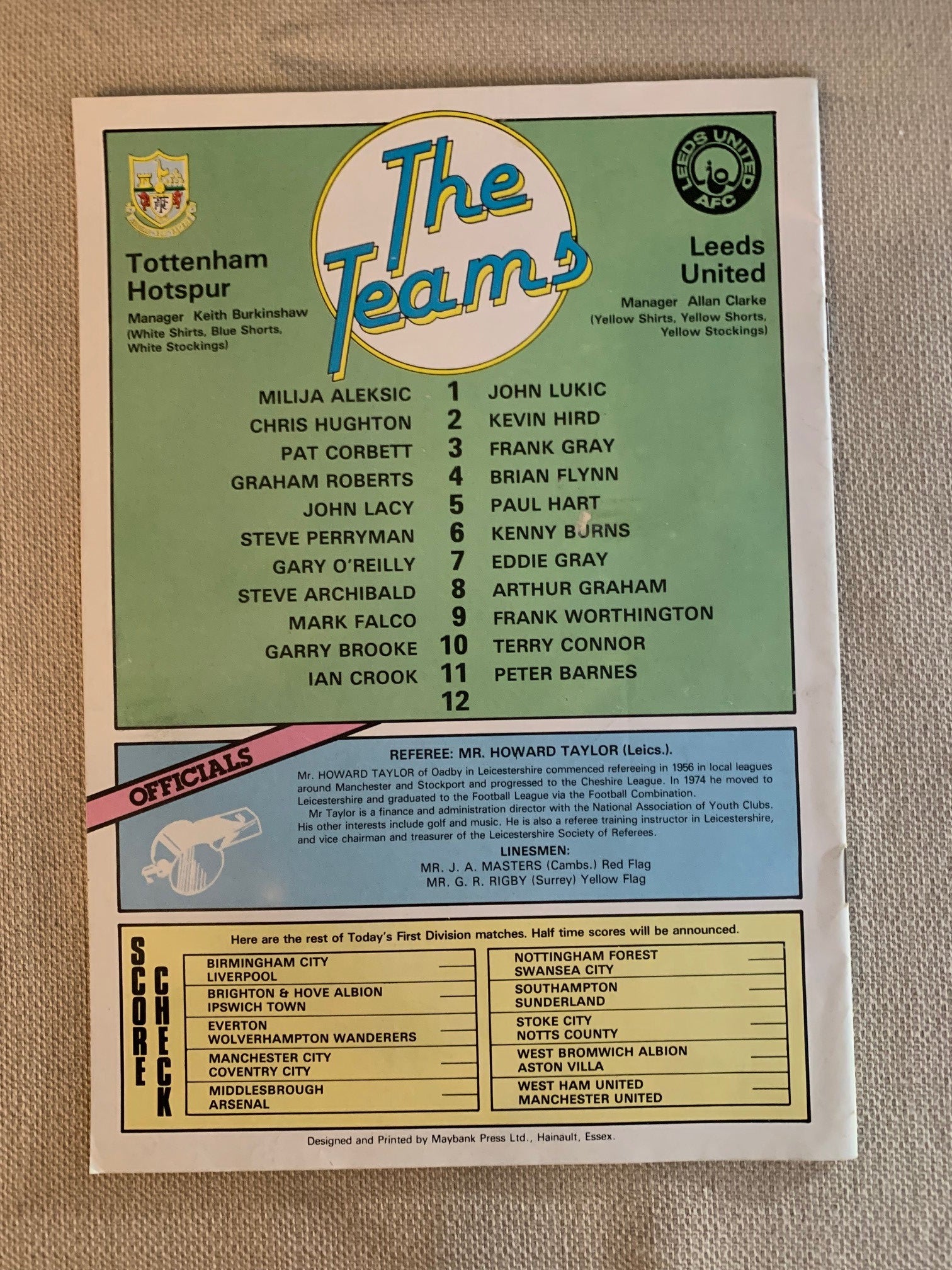 1982-08.05 - TOTTENHAM HOTSPUR VS LEEDS UNITED