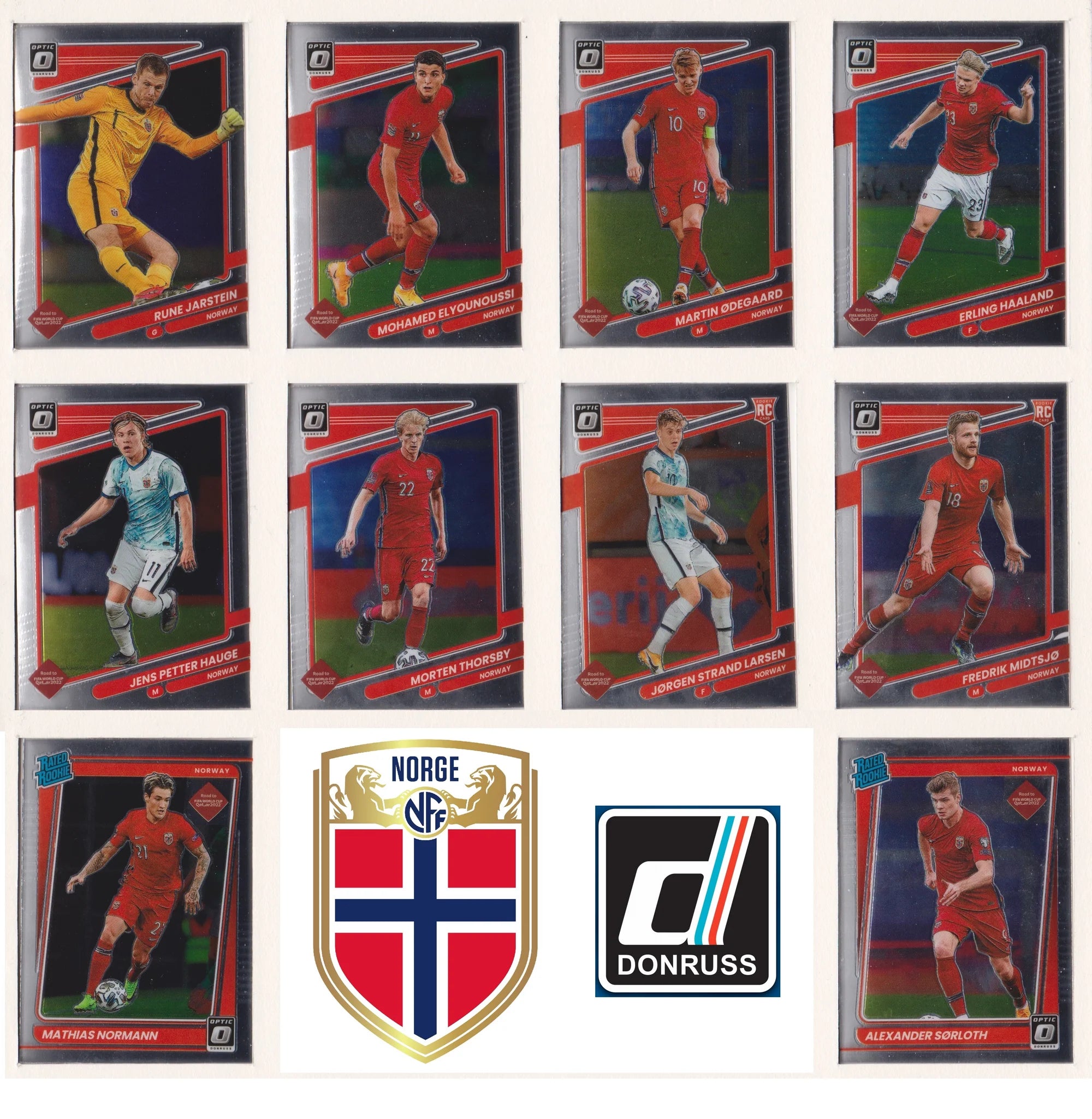 NORGE - "SUPER-LOT" - DONRUSS ROAD TO QATAR - LAGSETT, PARALLELLER, INSERTS & NUMMERERT