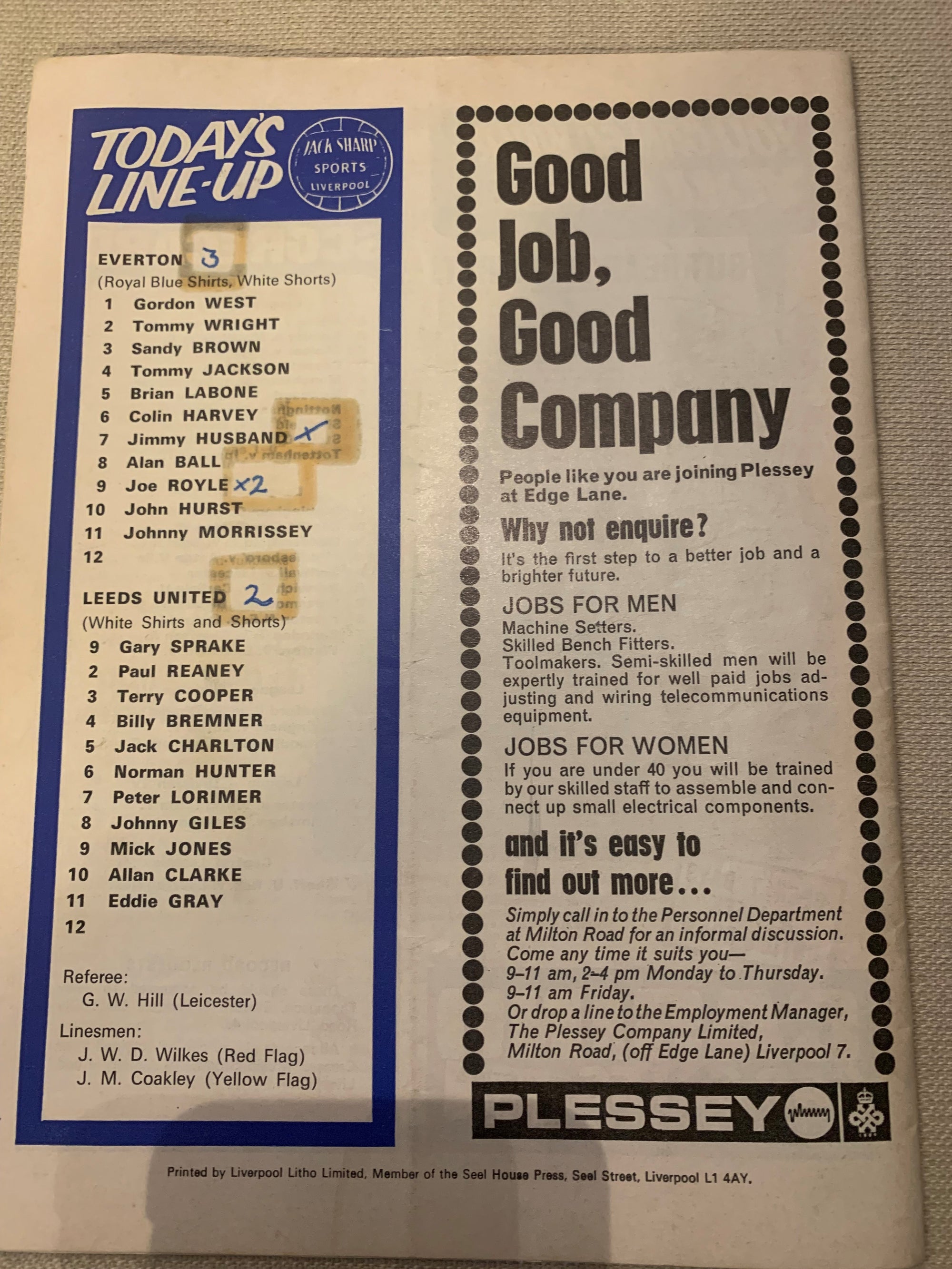 1969- 30.08 - EVERTON VS LEEDS UNITED