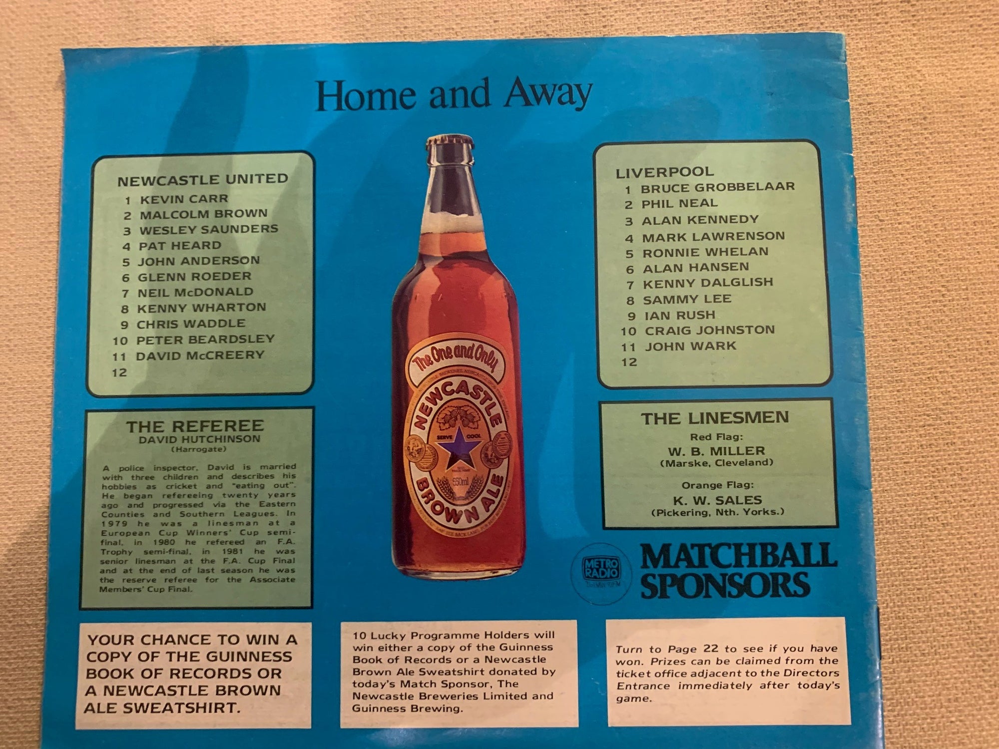 NEWCASTLE UNITED - 1984- 18.11 - NEWCASTLE UNITED - LIVERPOOL