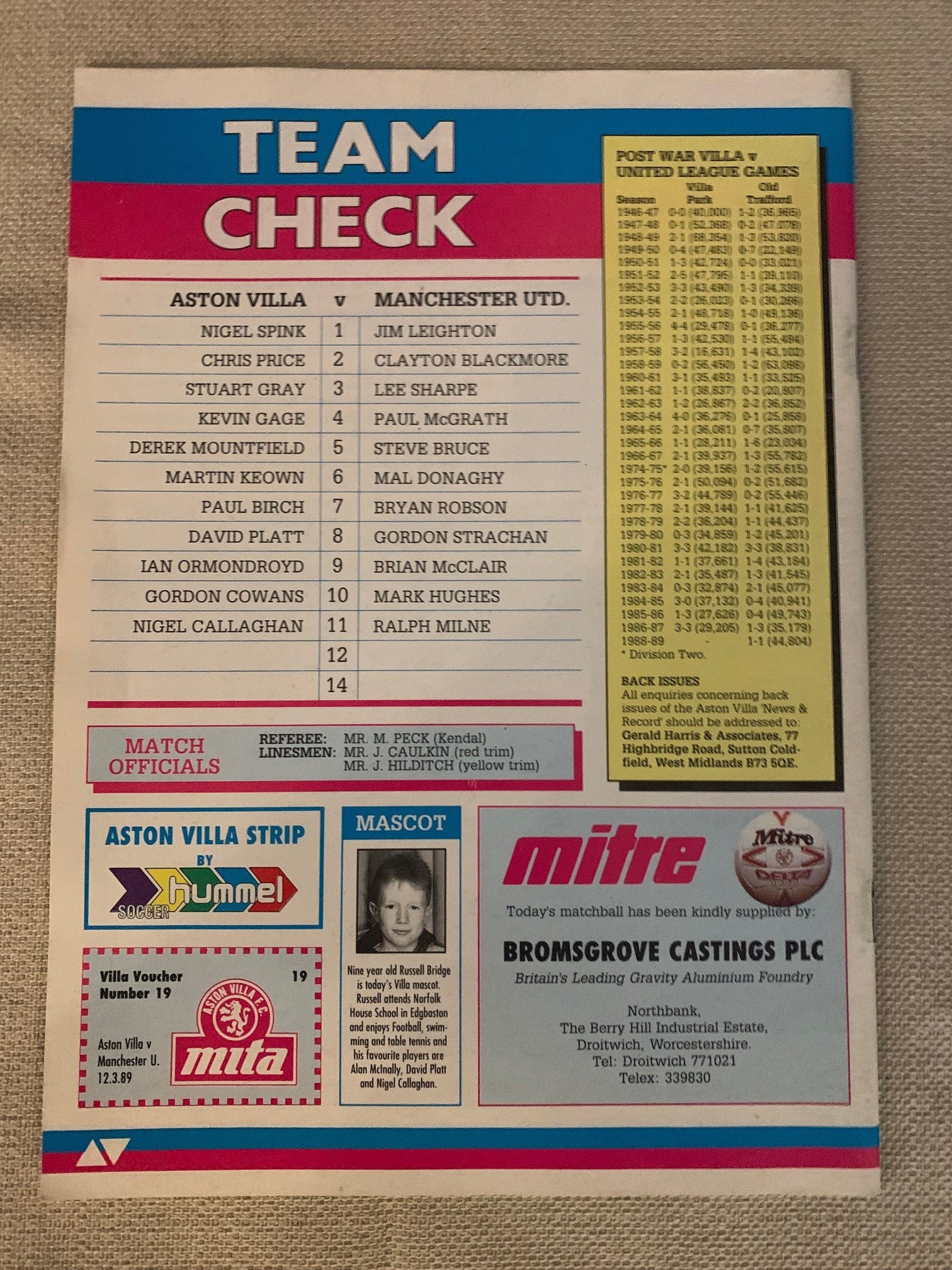 1989-12.03 - ASTON VILLA VS MANCHESTER UNITED