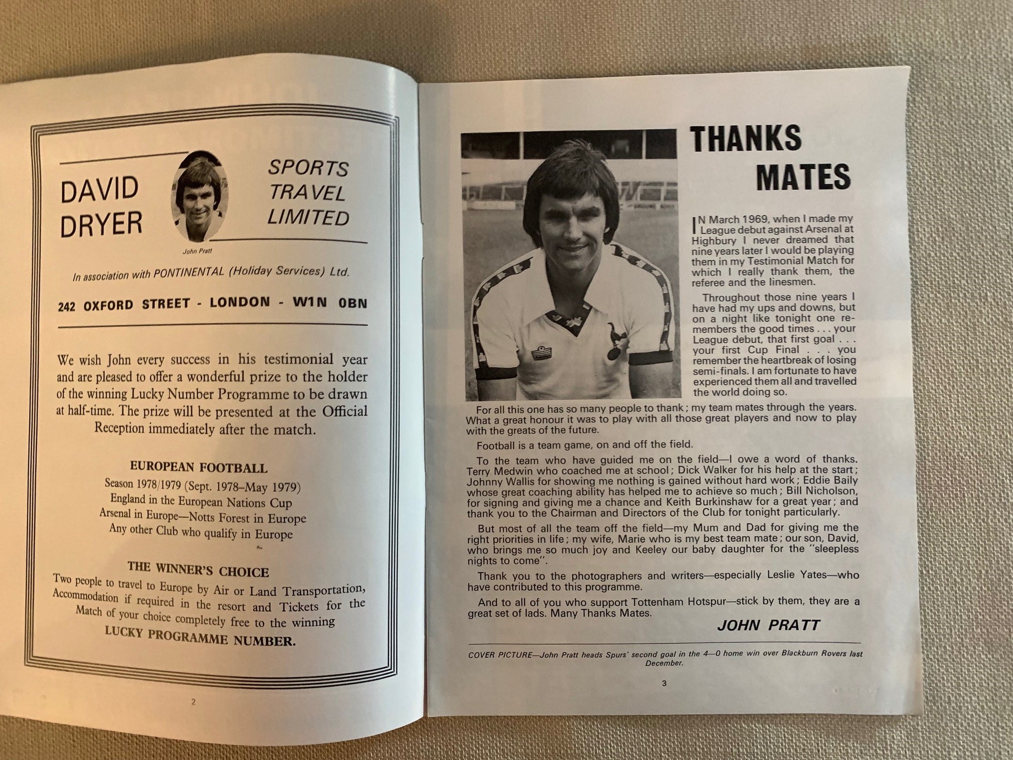 1978 - 12.05 - JOHN PRATT TESTEMONIAL MATCH VS ARSENAL