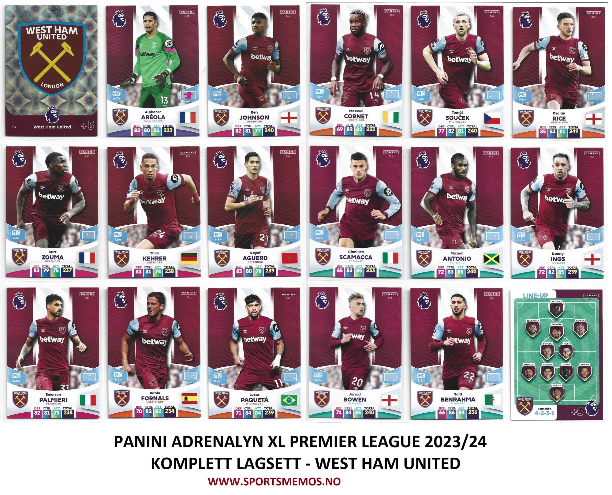 WEST HAM UNITED - LOT - 2 PREMIER LEAGUE LAGSETT 2019/20 X 2024