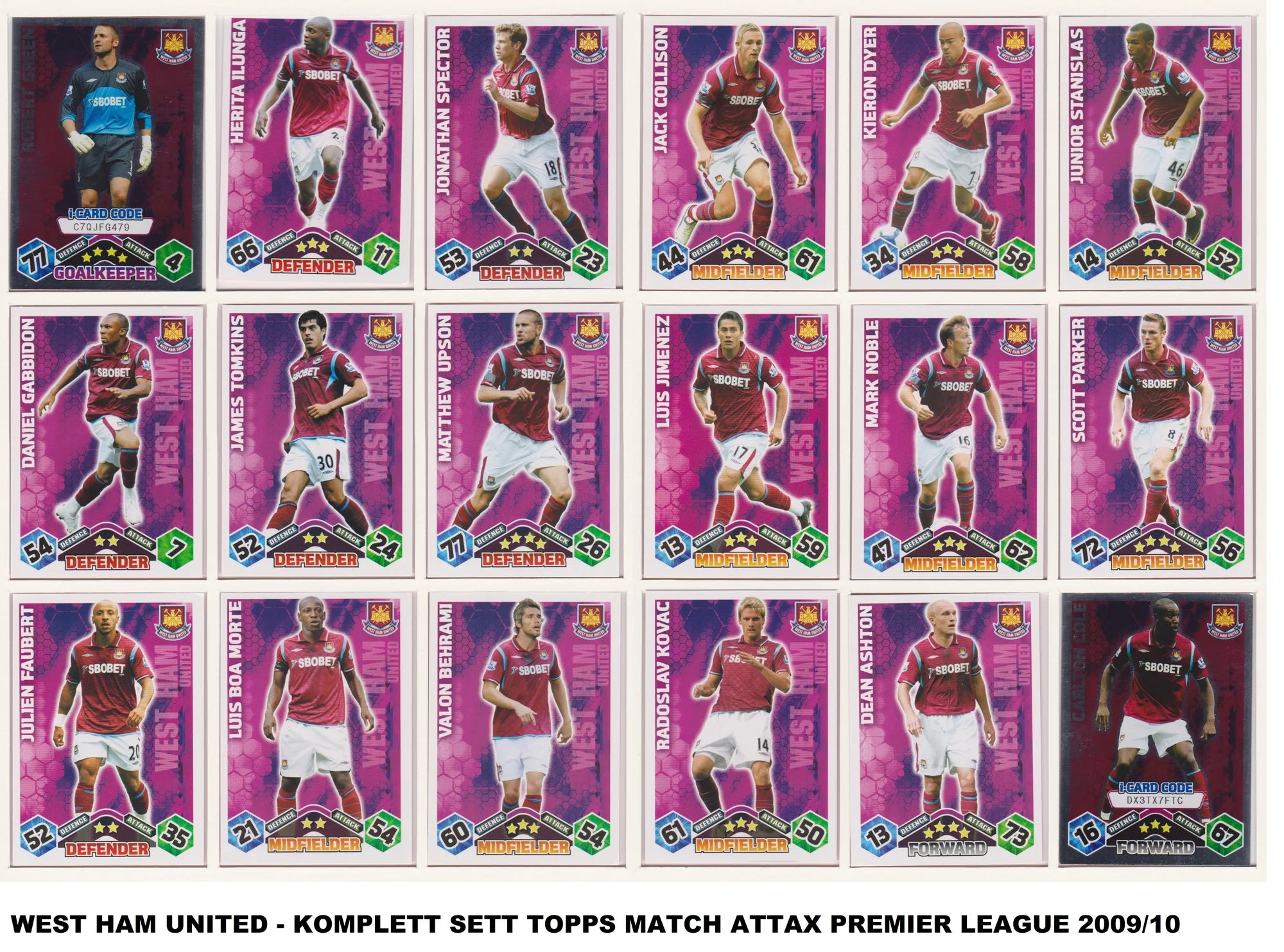 WEST HAM UNITED - "SUPERLOT" - MATCH ATTAX - 11 LAGSETT