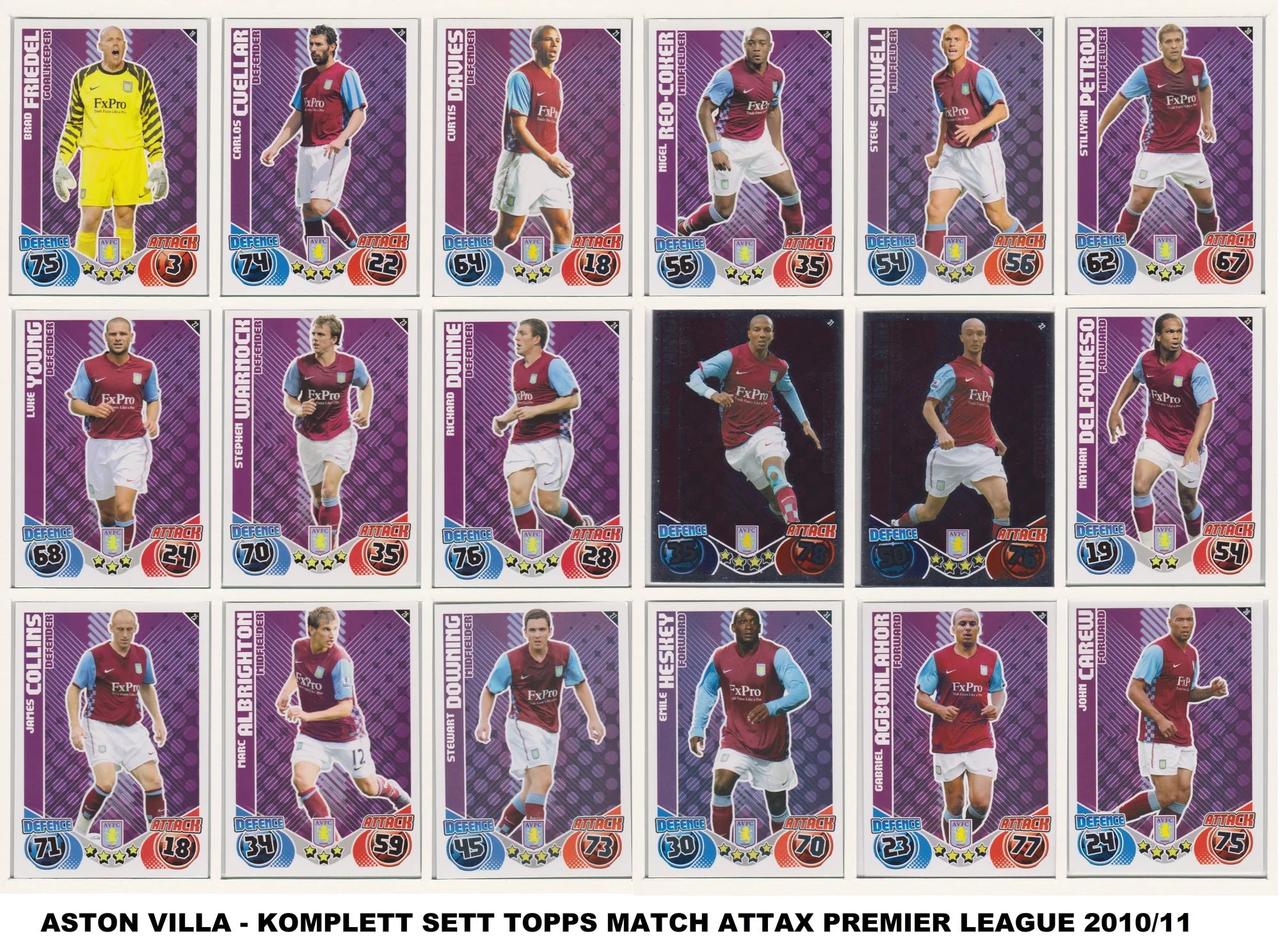 ASTON VILLA - LOT - MATCH ATTAX - 8 LAGSETT