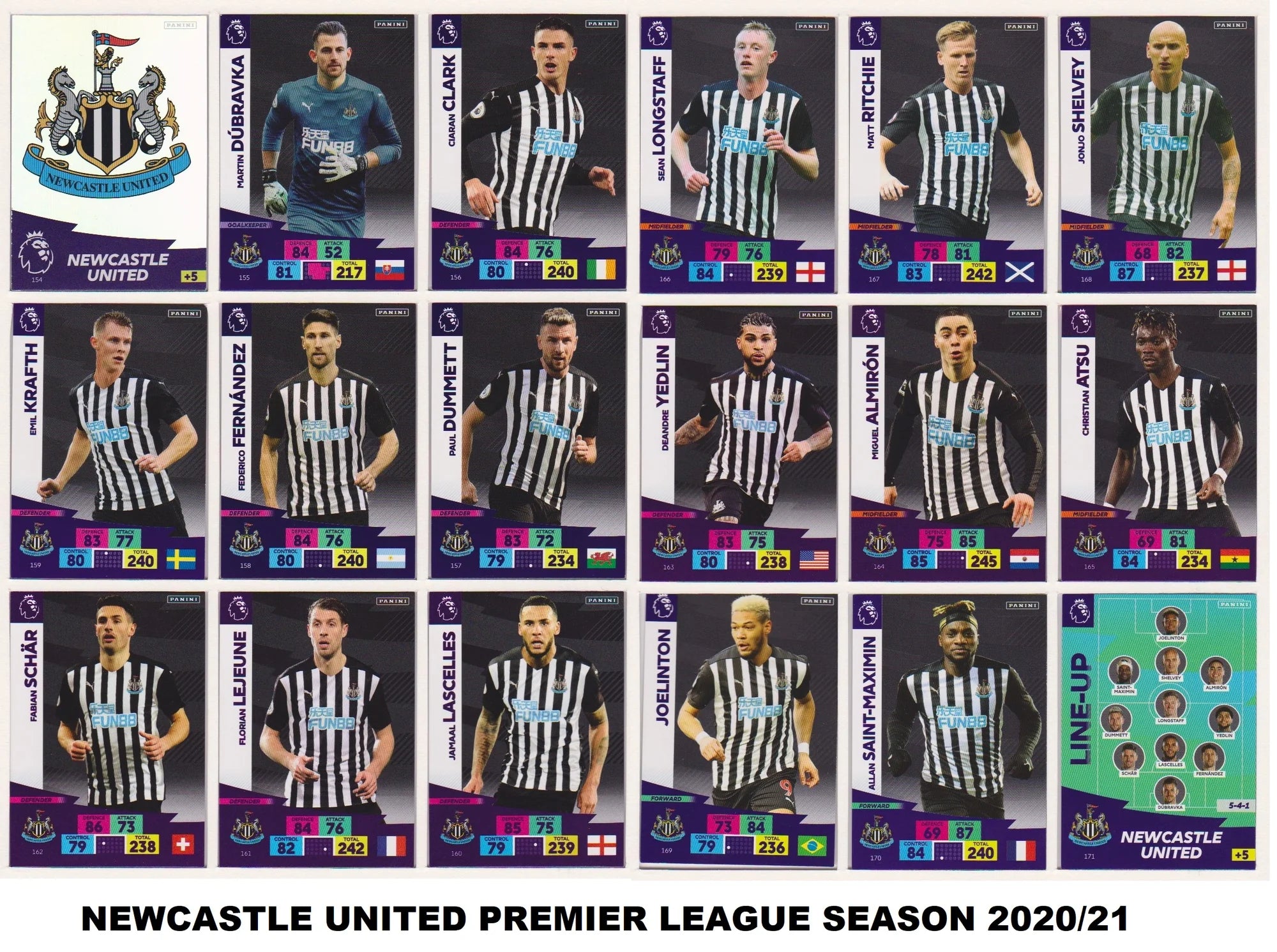 NEWCASTLE UNITED - LOT - PREMIER LEAGUE - 5 LAGSETT