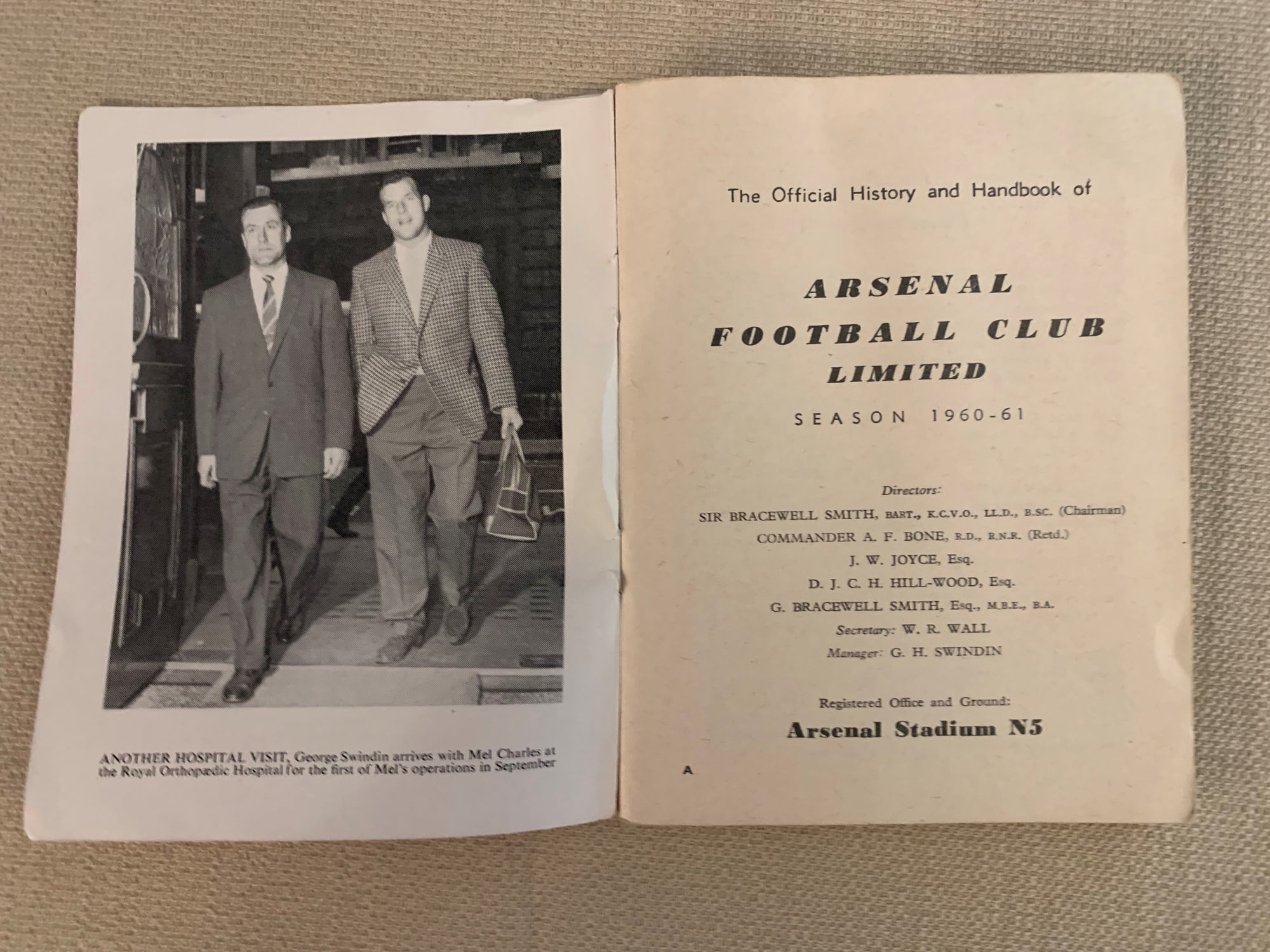 ARSENAL - 1960/61- ARSENAL OFFICIAL HANDBOOK SEASON 1960/61