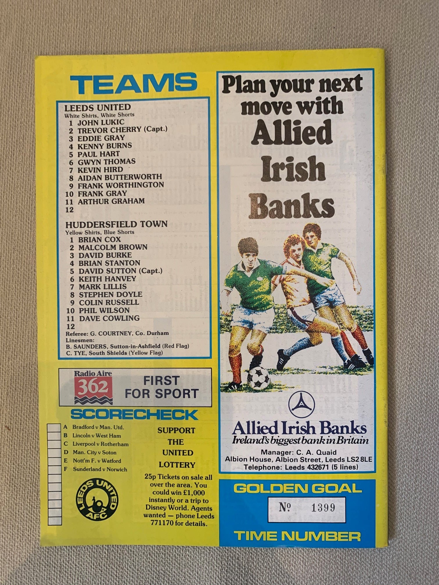 1982-10.11 - LEEDS UNITED VS HUDDERSFIELD TOWN - THE MILK CUP