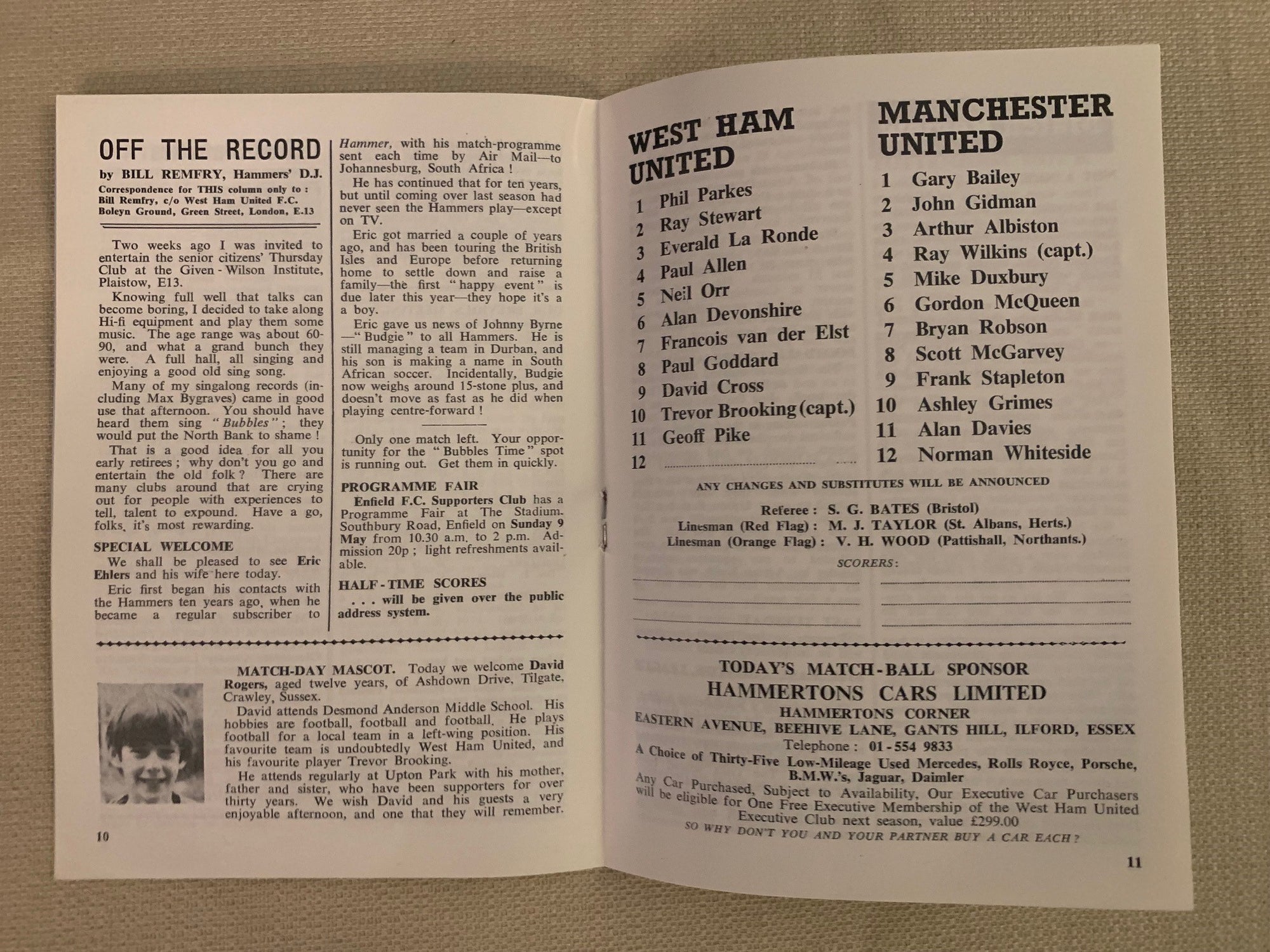 1982-08.05- WEST HAM UNITED - MANCHESTER UNITED