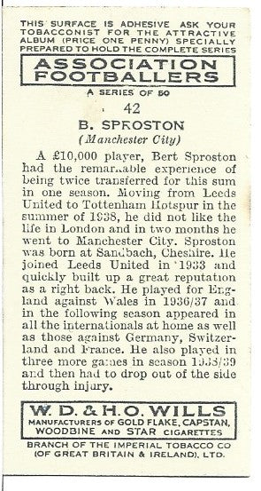 42. B. SPROSTON - MANCHESTER CITY