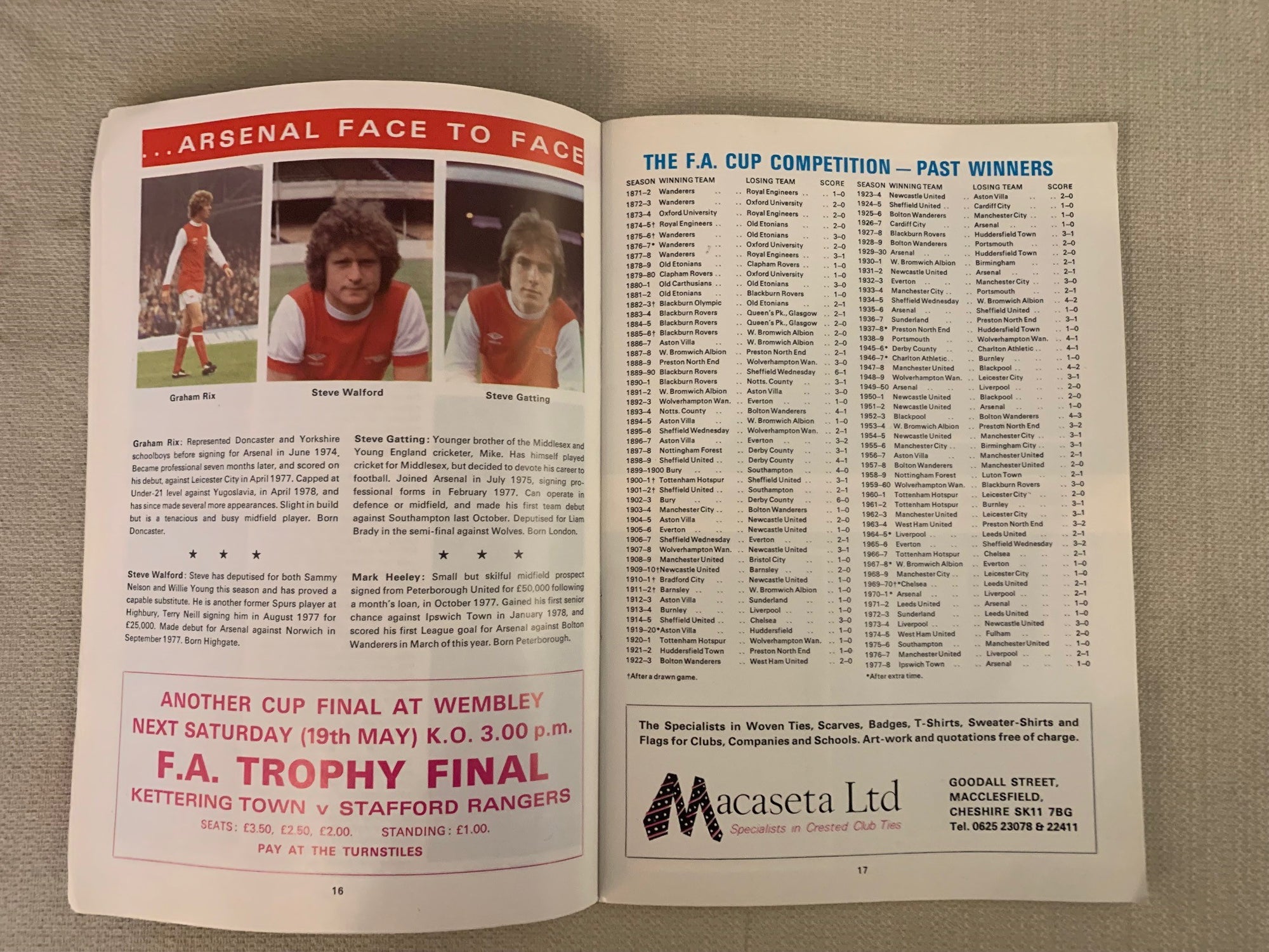 ARSENAL - 1979-12.05 - ARSENAL VS MANCHESTER UNITED - FA-CUP FINAL 1979