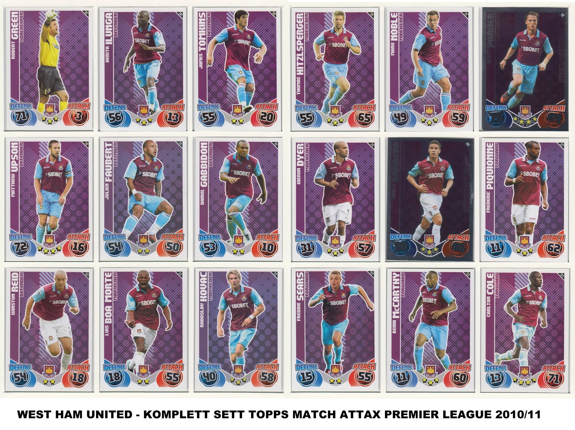 WEST HAM UNITED - "SUPERLOT" - MATCH ATTAX - 11 LAGSETT