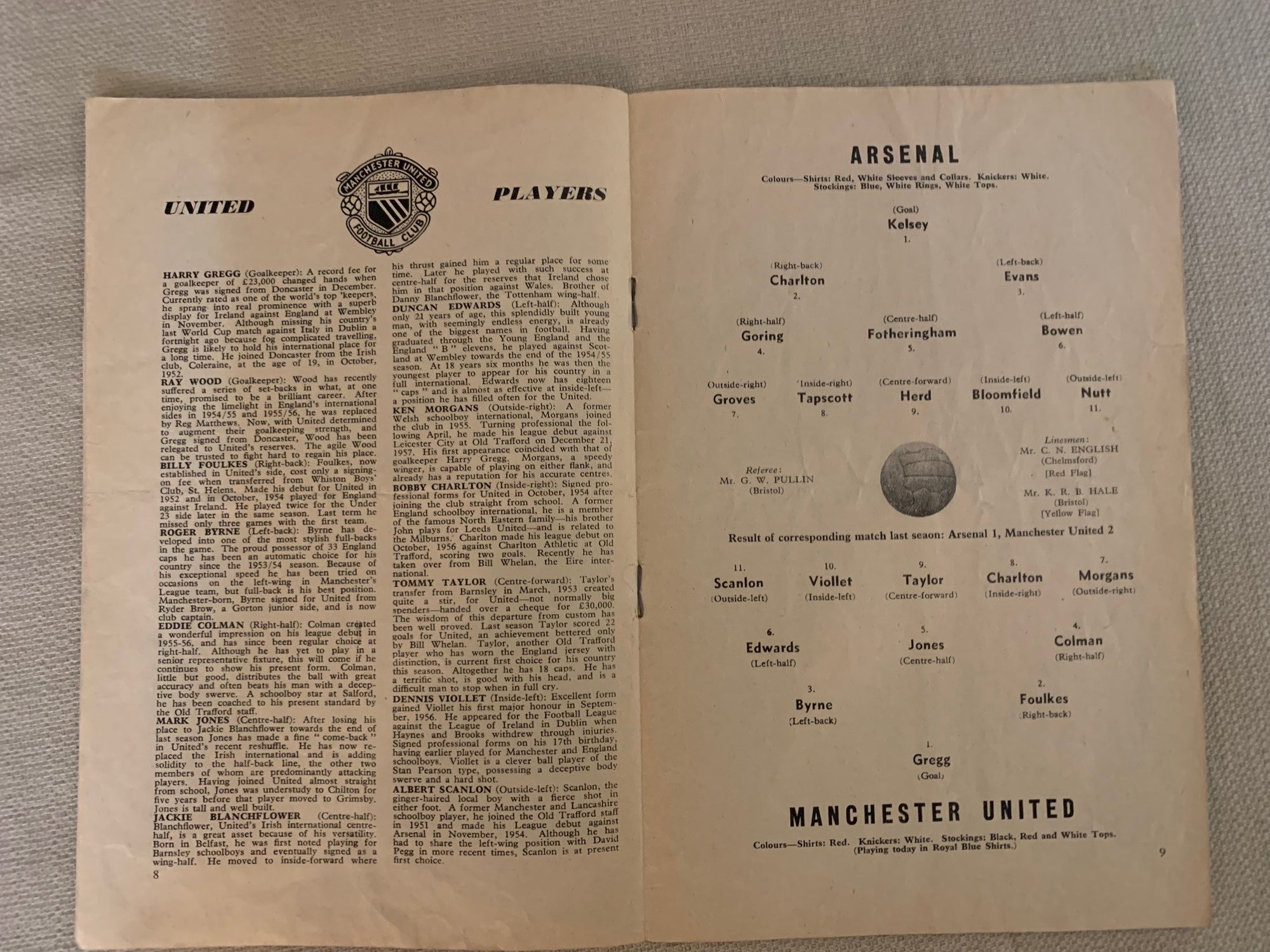 1957/58 - 01.02 - ARSENAL VS MANCHESTER UNITED