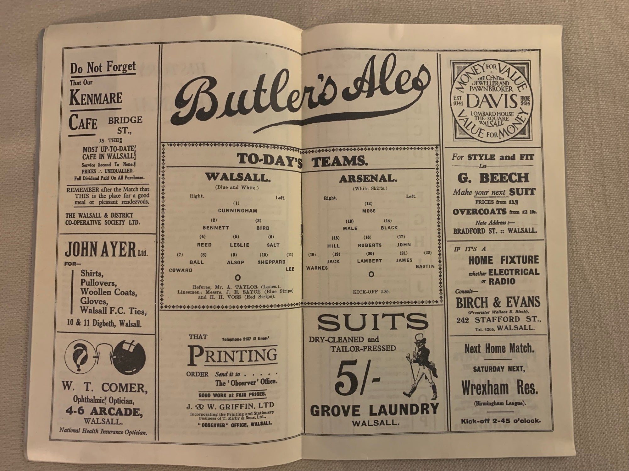 ARSENAL - 1933-14.01 - WALSALL VS ARSENAL