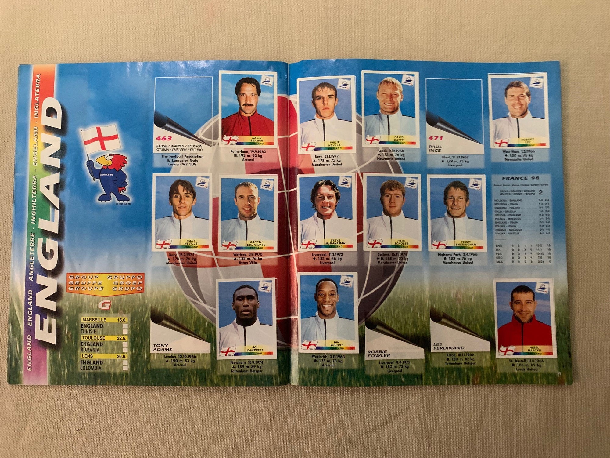 PANINI WORLD CUP FRANCE 1998 - STICKERS ALBUM