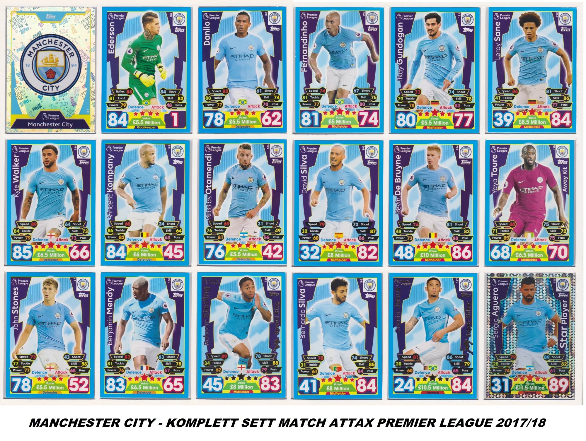 MANCHESTER CITY - "SUPERLOT" - MATCH ATTAX - 9 LAGSETT