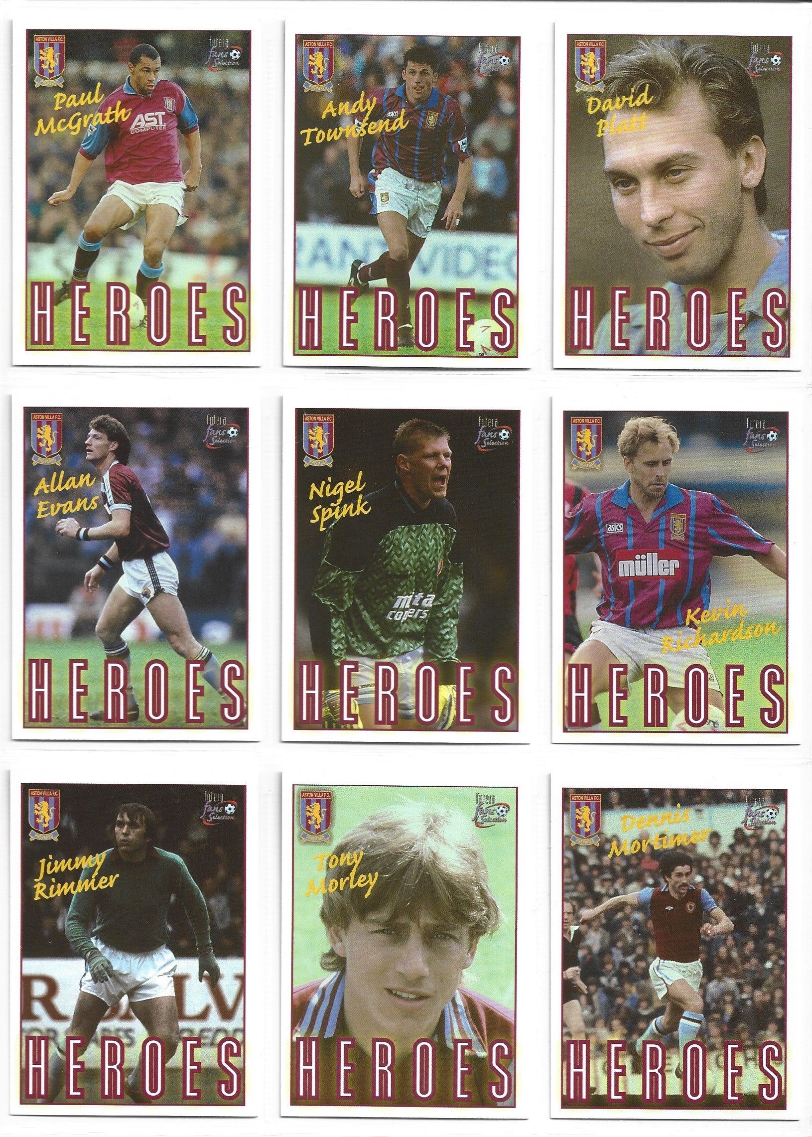 ASTON VILLA  - KOMPLETT SETT - FUTERA FANS SELECTION 1997/98