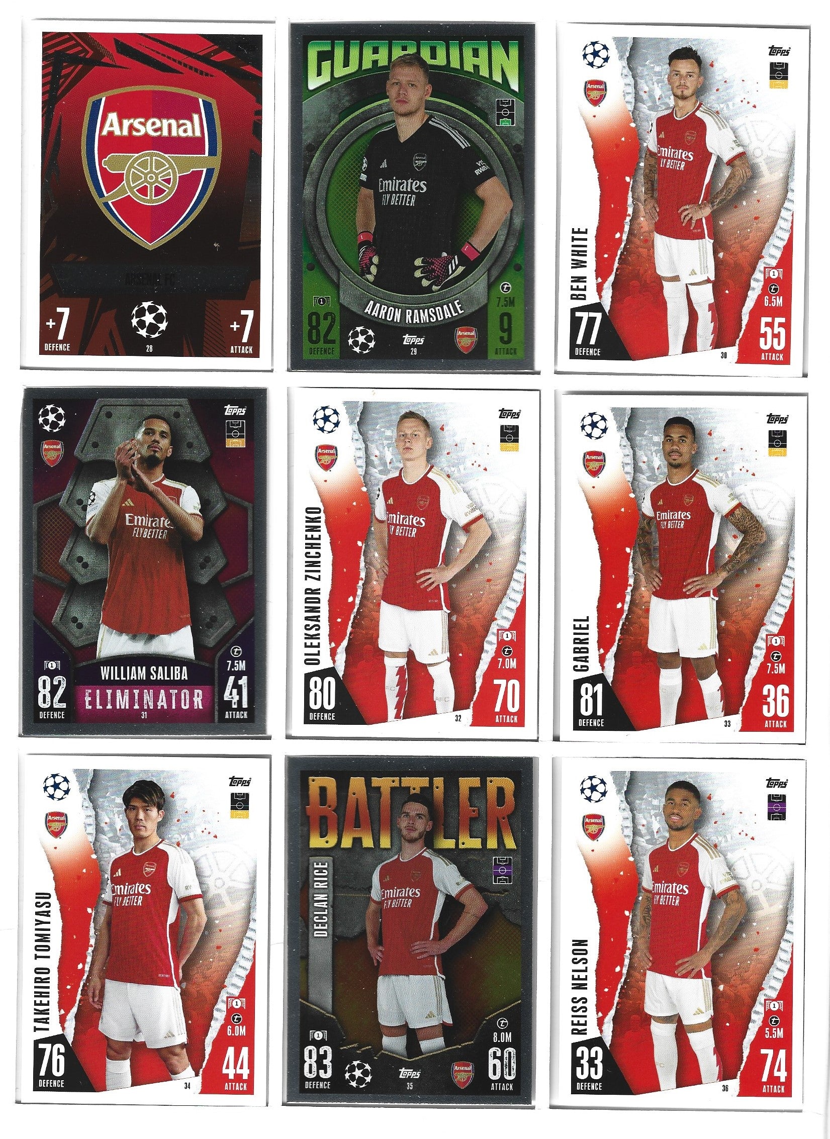 0. ARSENAL -  - KOMPLETT LAGSETT TOPPS MATCH ATTAX 2023/24
