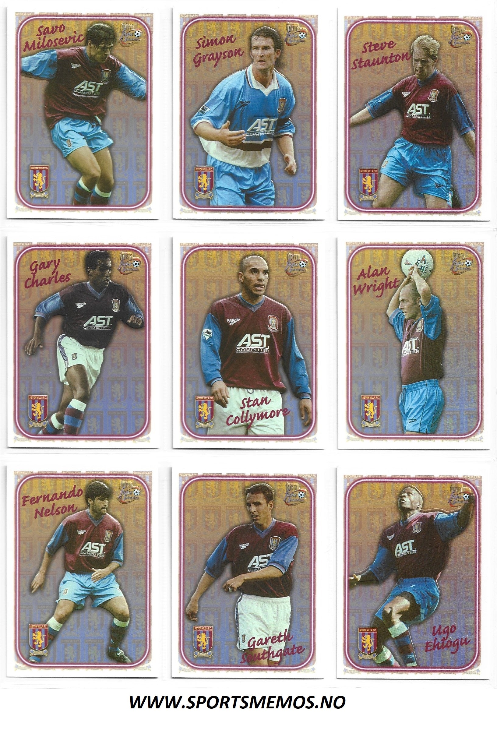 ASTON VILLA - FUTERA FANS SELECTION 1997/98 - SPECIAL EDITION - EMBOSSED CARDS