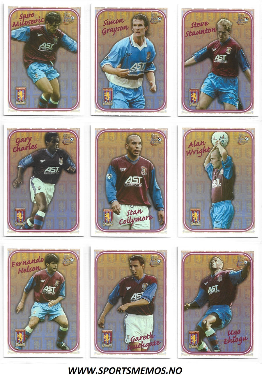 ASTON VILLA - FUTERA FANS SELECTION 1997/98 - SPECIAL EDITION - EMBOSSED CARDS