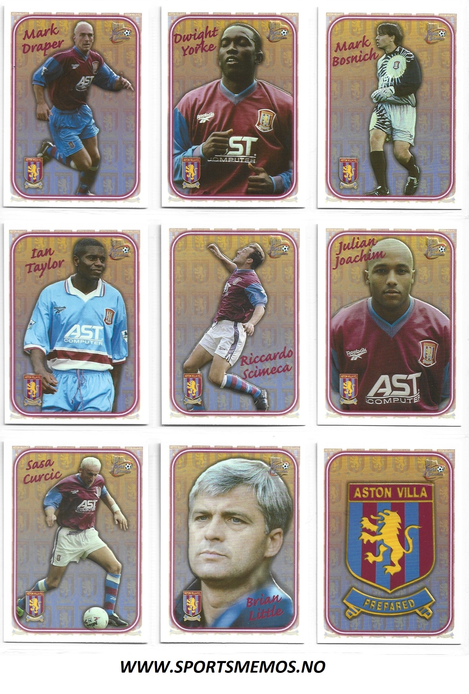 ASTON VILLA - FUTERA FANS SELECTION 1997/98 - SPECIAL EDITION - EMBOSSED CARDS