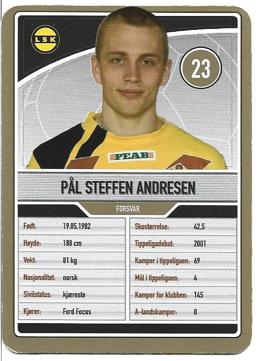 LILLESTRØM SK - PÅL STEFFEN ANDRESEN - GULLKORT