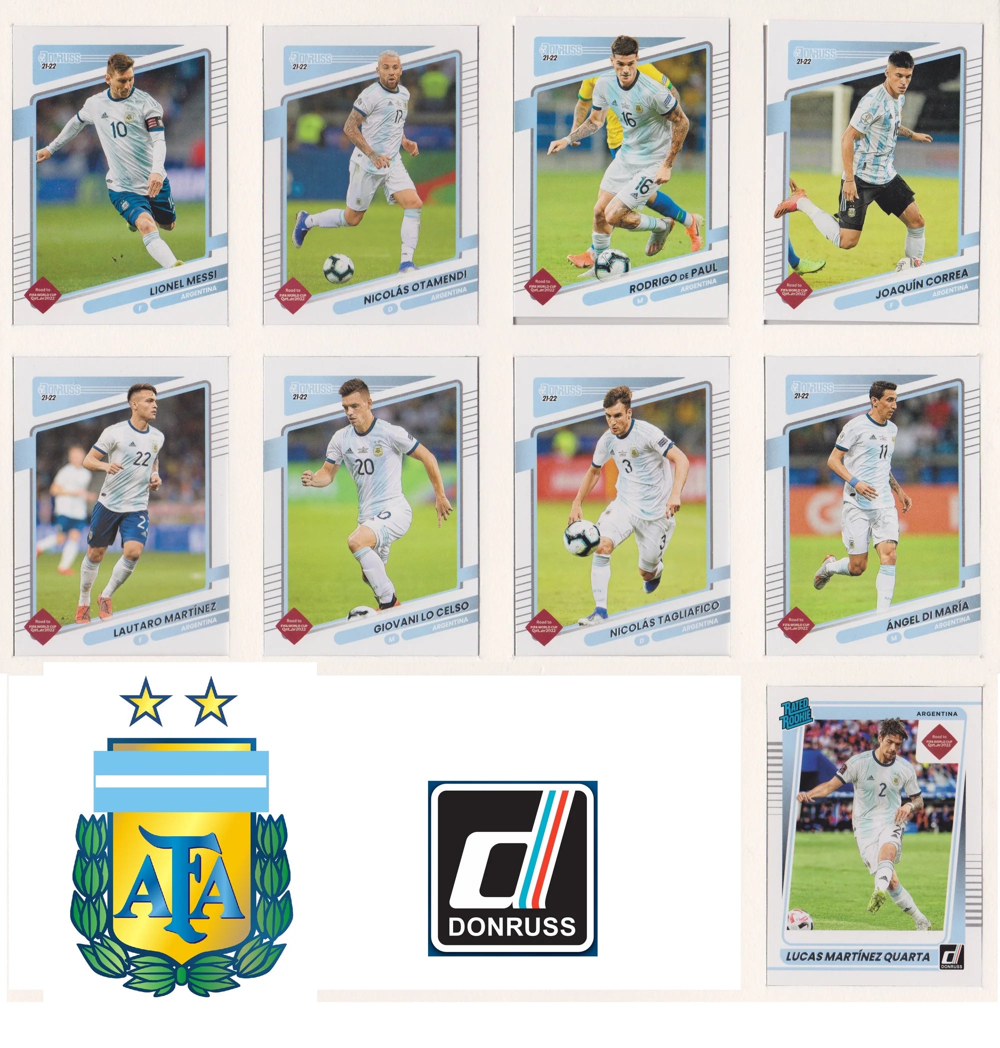 ARGENTINA - "SUPER-LOT" - DONRUSS ROAD TO QATAR - LAGSETT, PARALLELLER, INSERTS & NUMMERERT