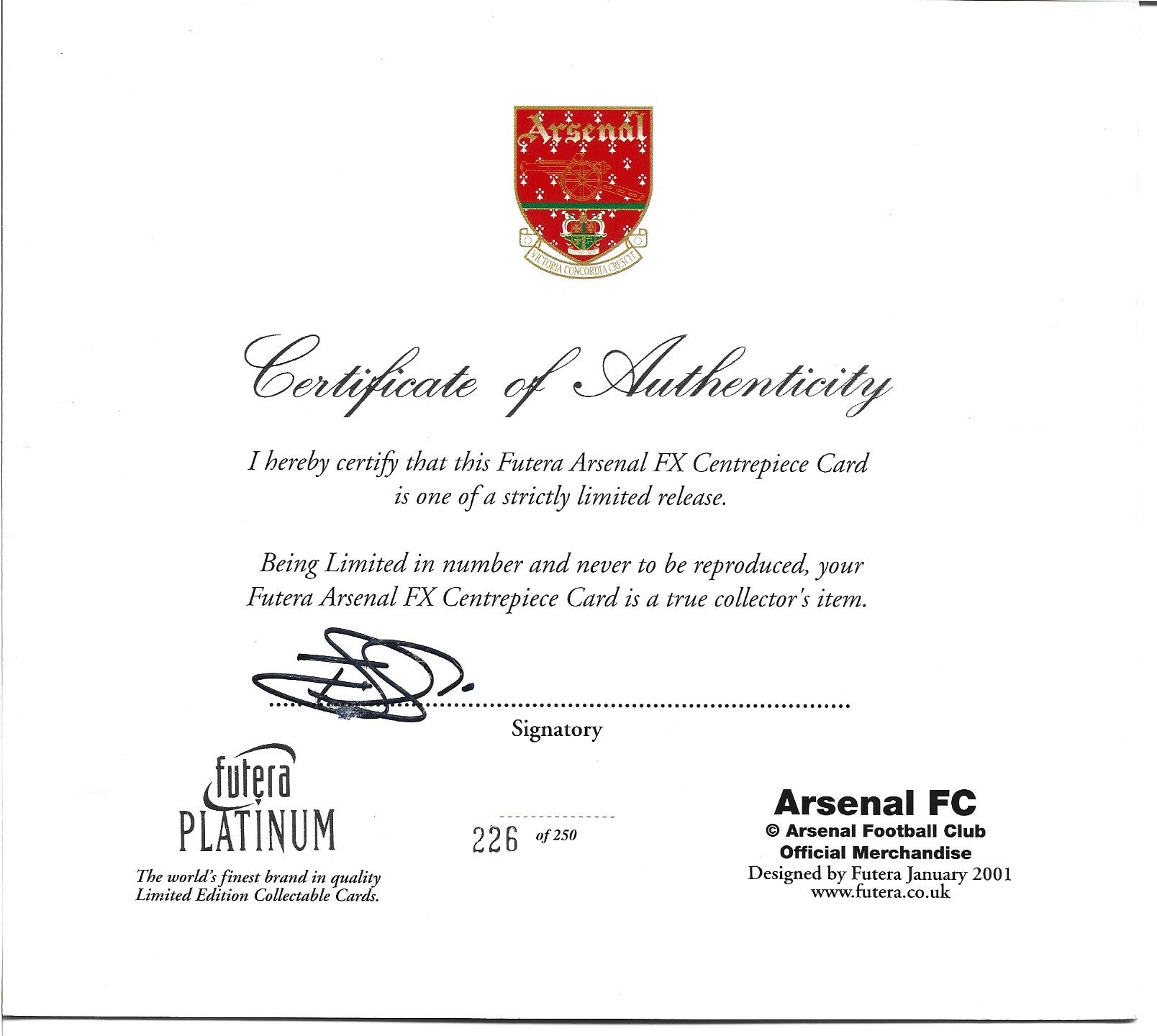ARSENAL FUTERA FX 2001 - CENTERPIECE #250