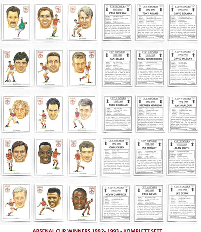 ARSENAL - CUP WINNERS 1992/1993 - KOMPLETT SETT